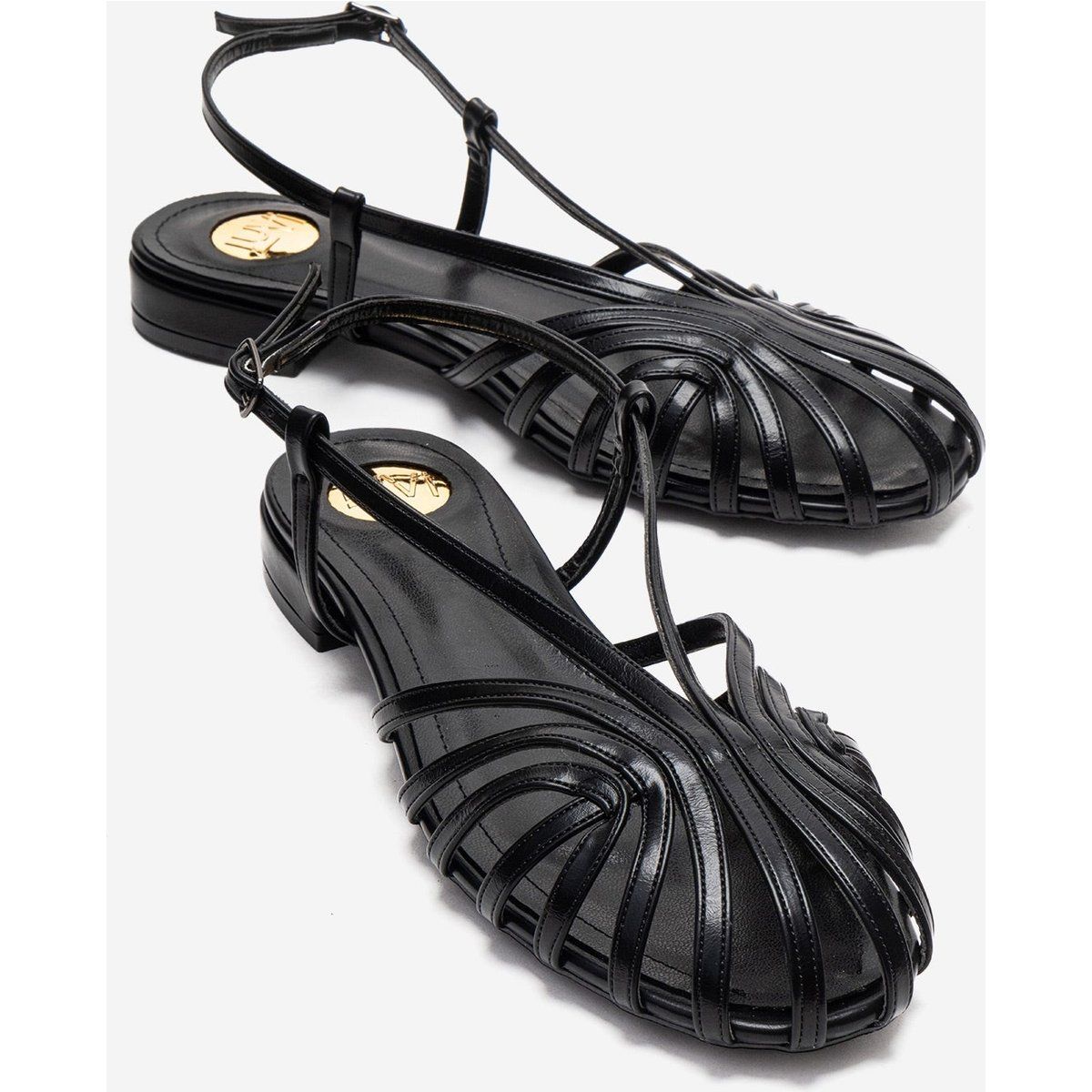 Schwarze Gladiator-Riemchensandalen