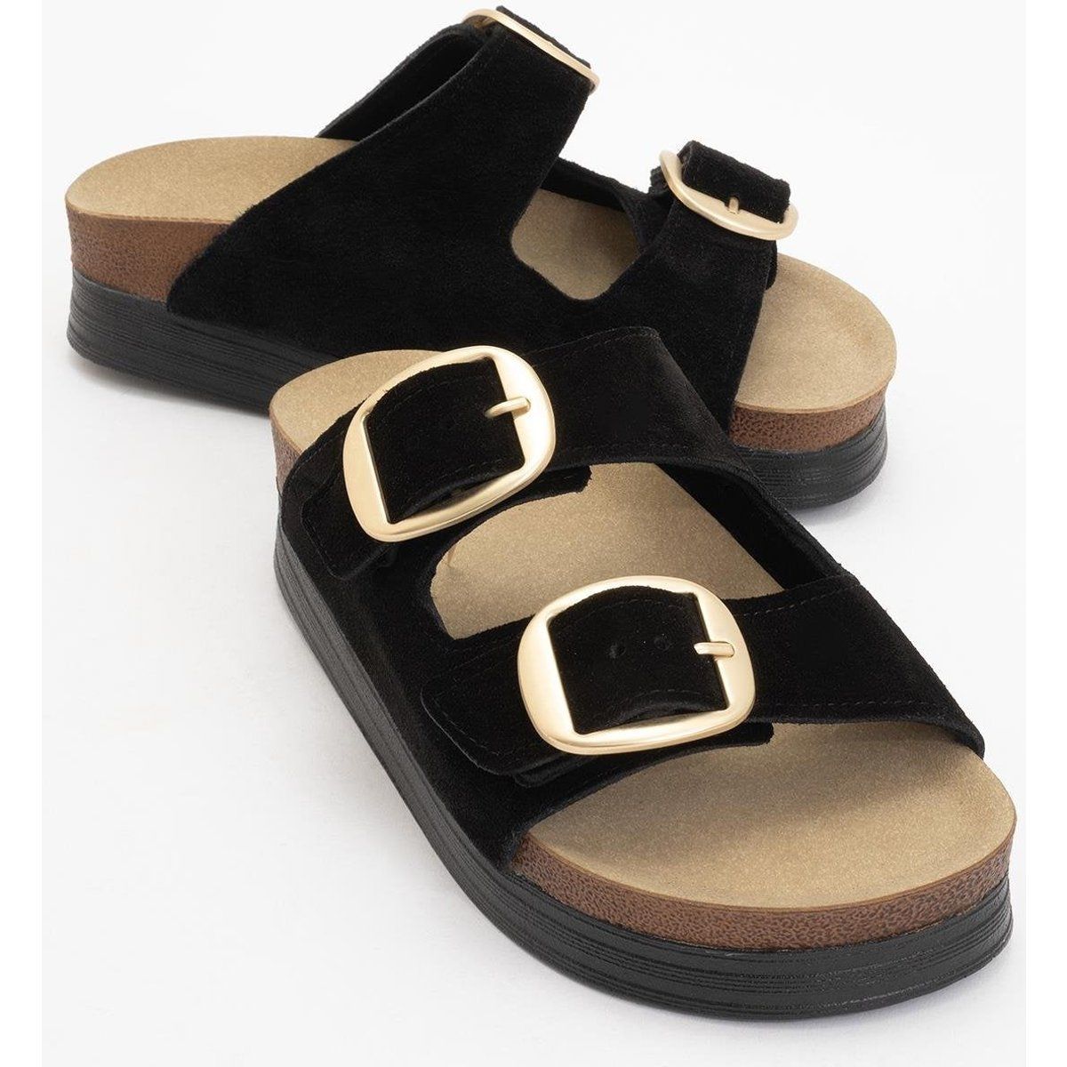 Damen Wildleder Sandalen mit zwei Riemen