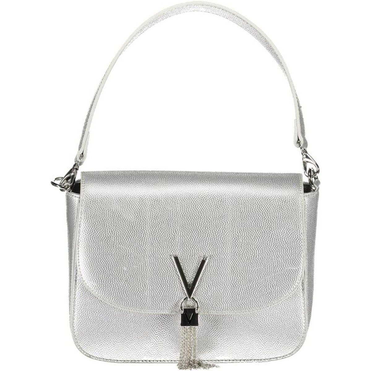 Elegante silberne Schultertasche mit Kette