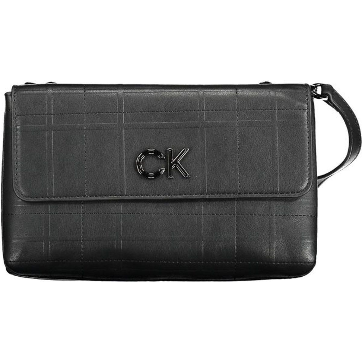 Elegante schwarze Schultertasche mit Klappe