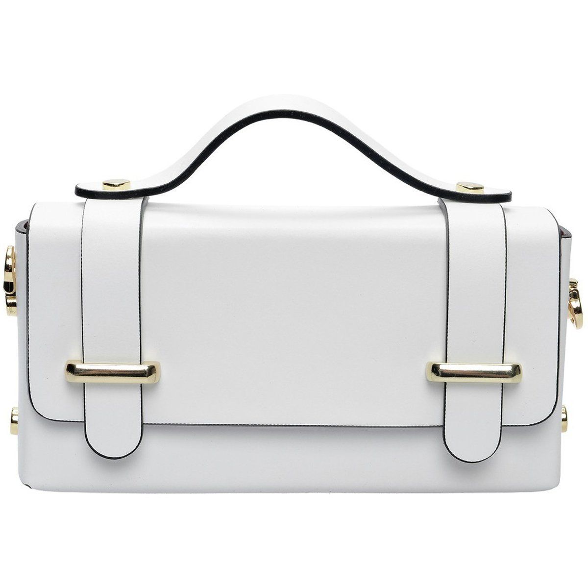 Weiße Ledertasche mit Griff oben