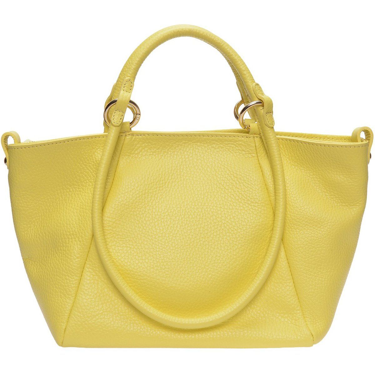 Gelbe Ledertasche mit Henkel