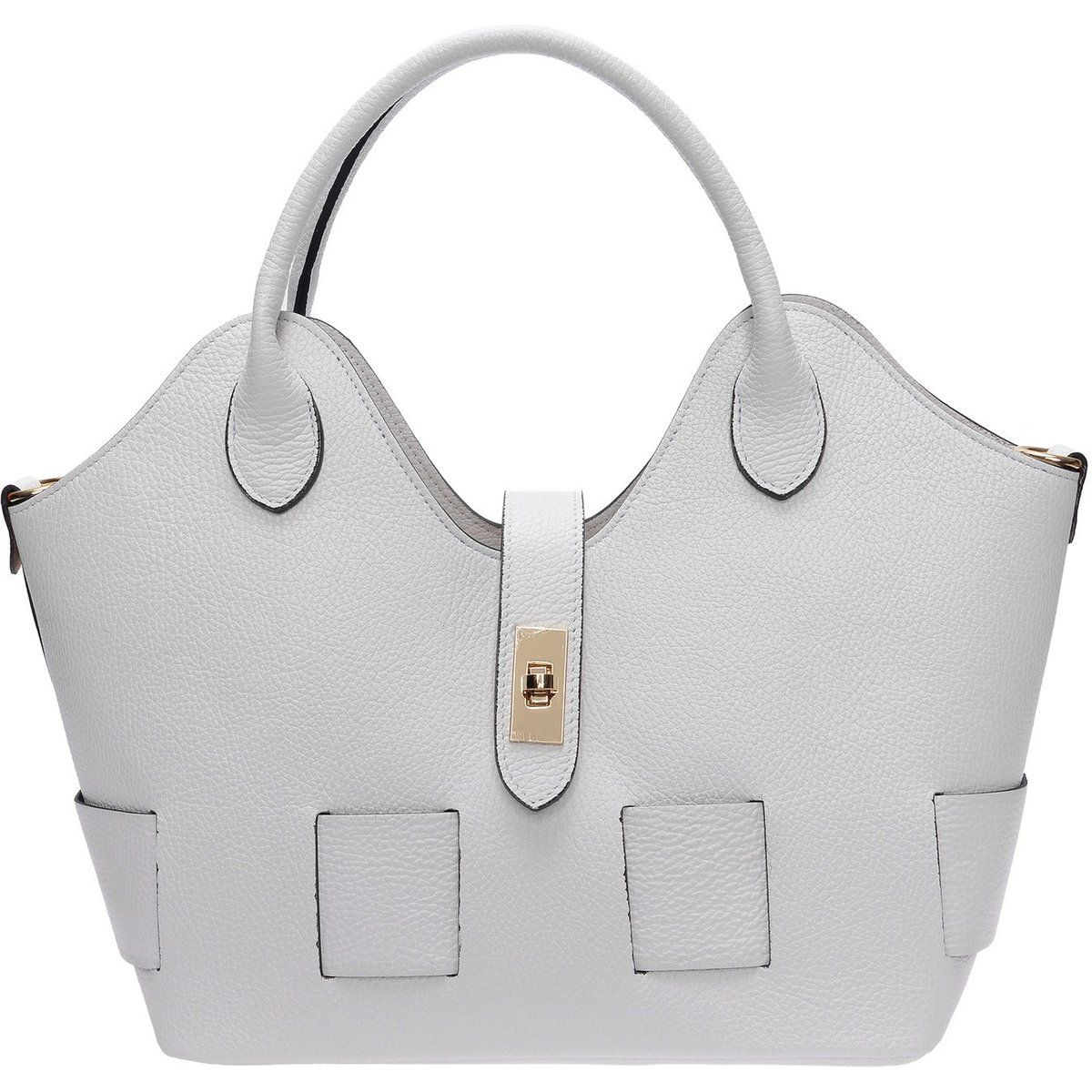 Strukturierte Lederhandtasche mit Griff