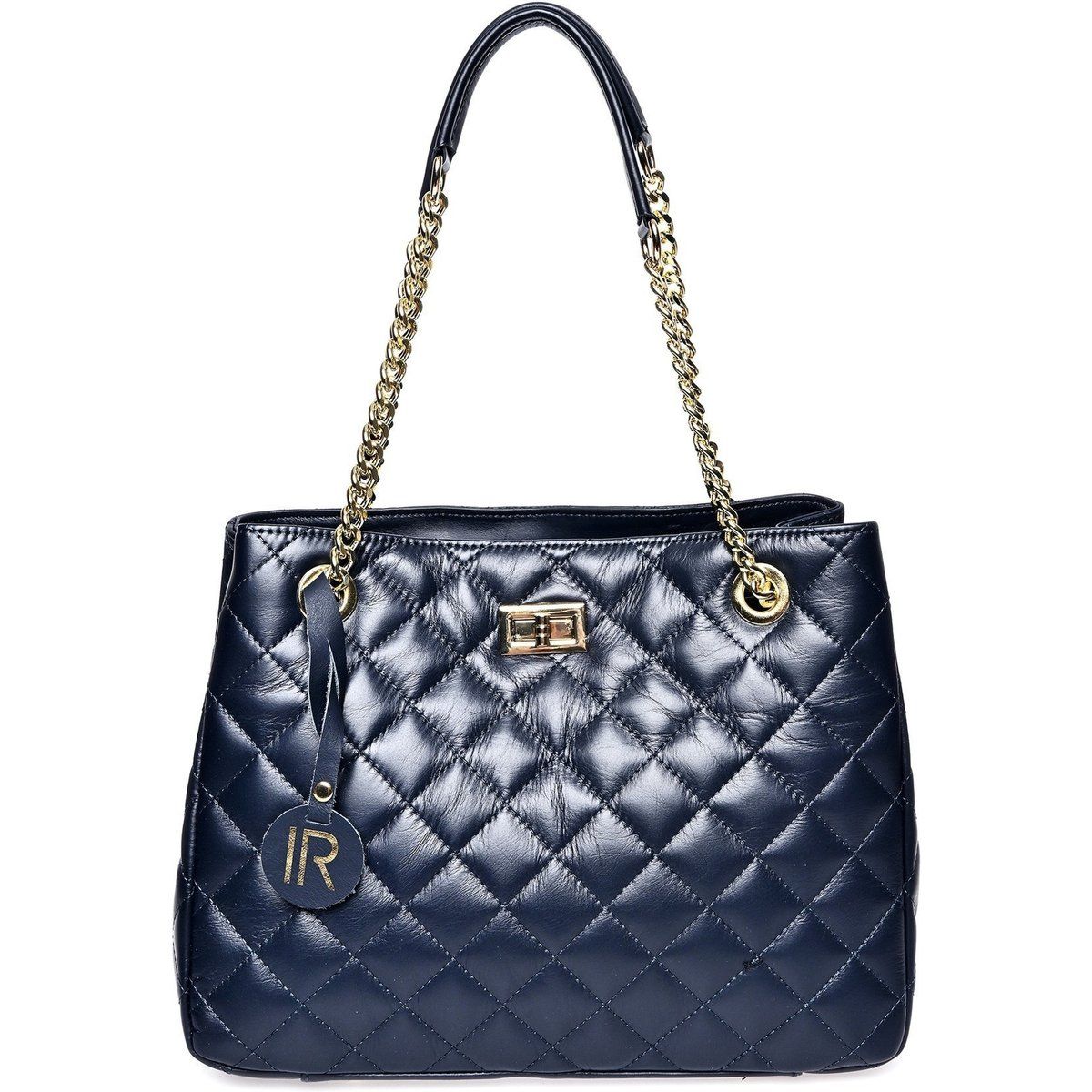 Gesteppte Ledertasche mit Kette