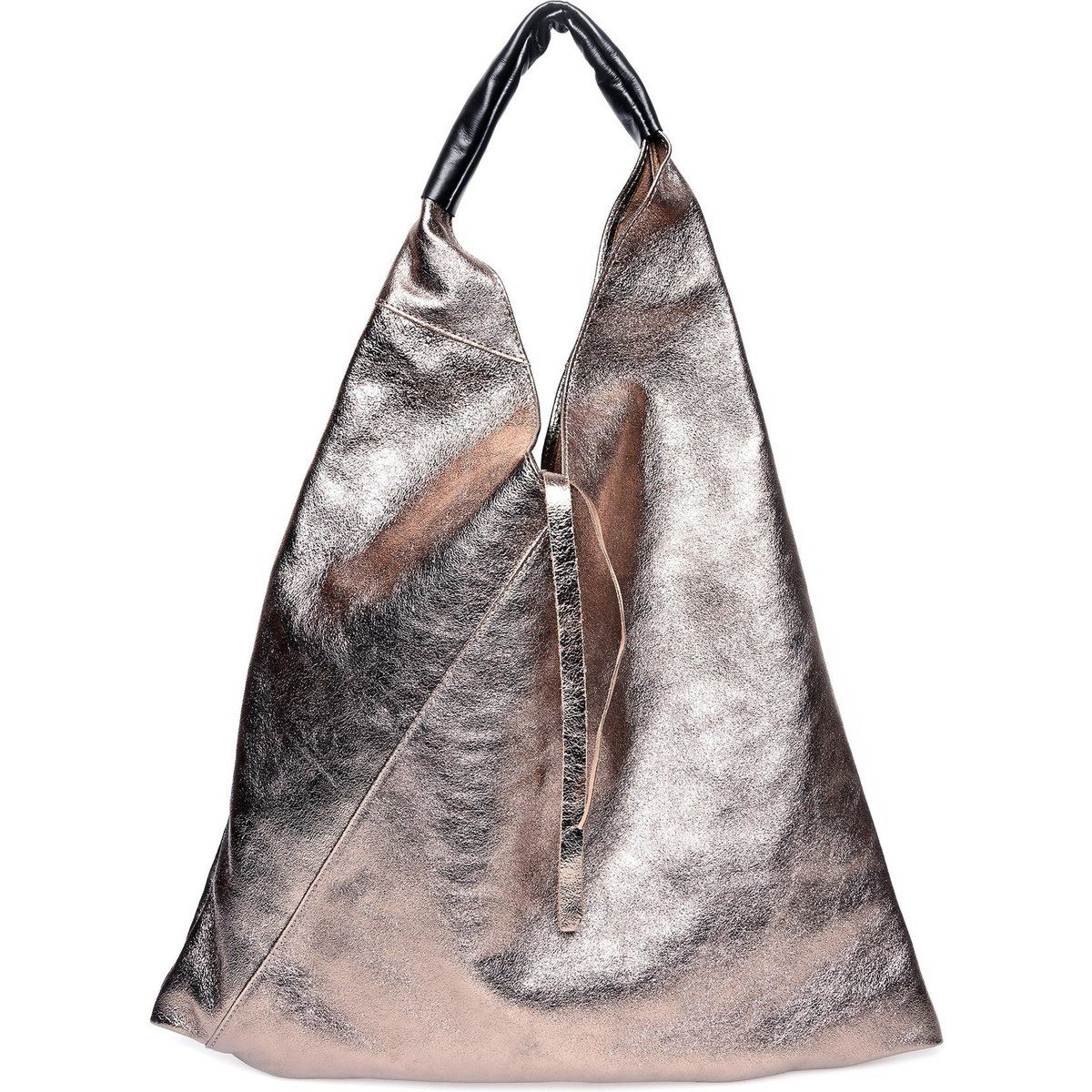 Metallic bronzene Schultertasche aus Leder