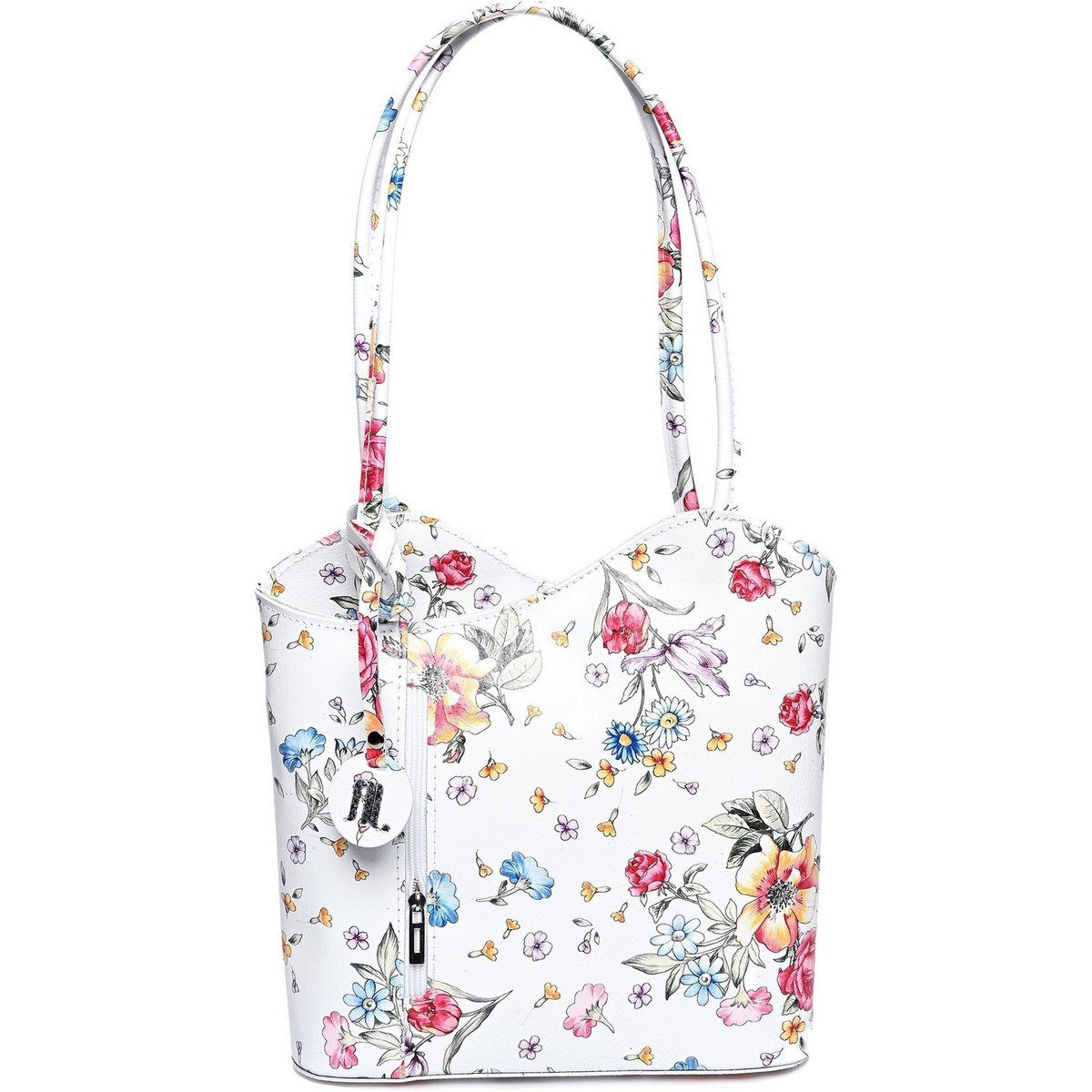 Leder-Tote-Rucksack mit Blumenmuster