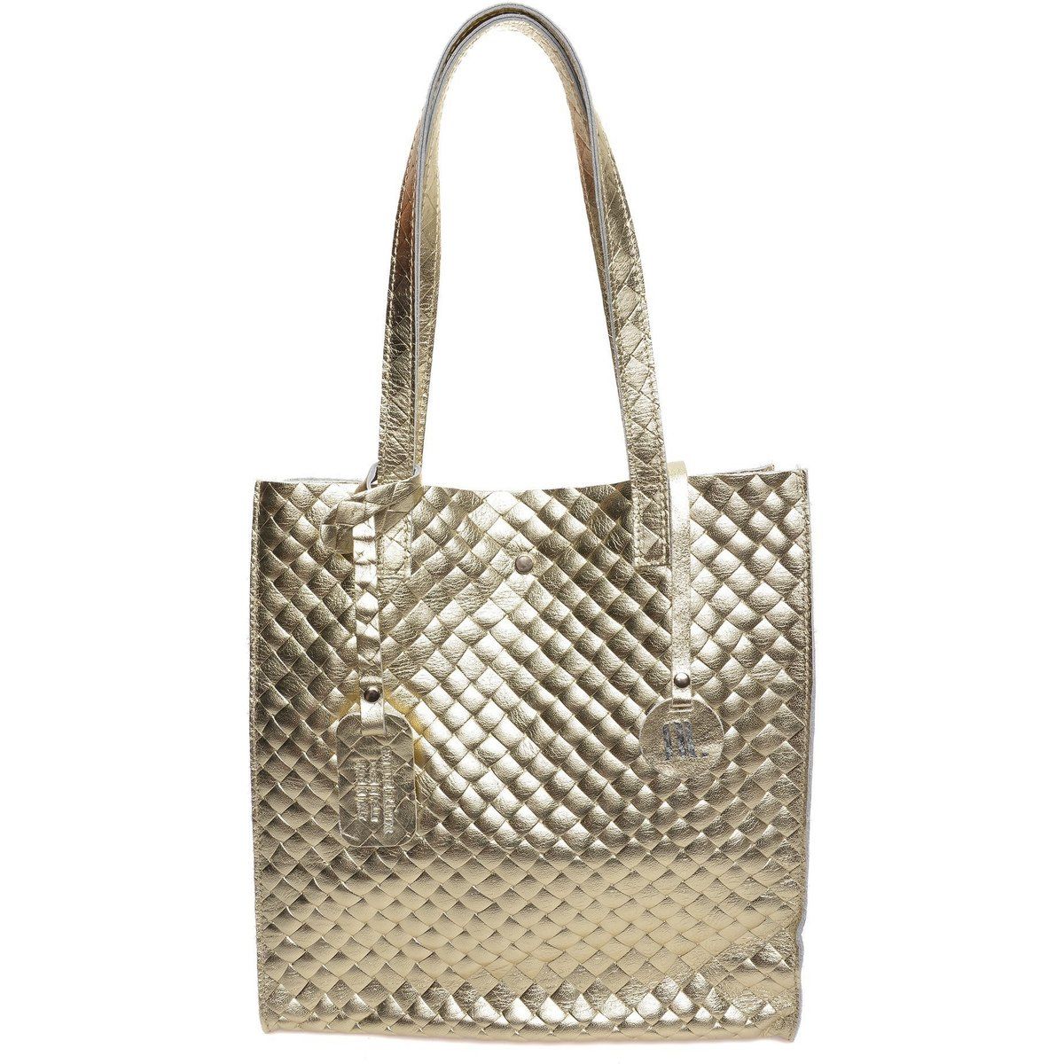Gesteppte Metallic-Leder-Tragetasche