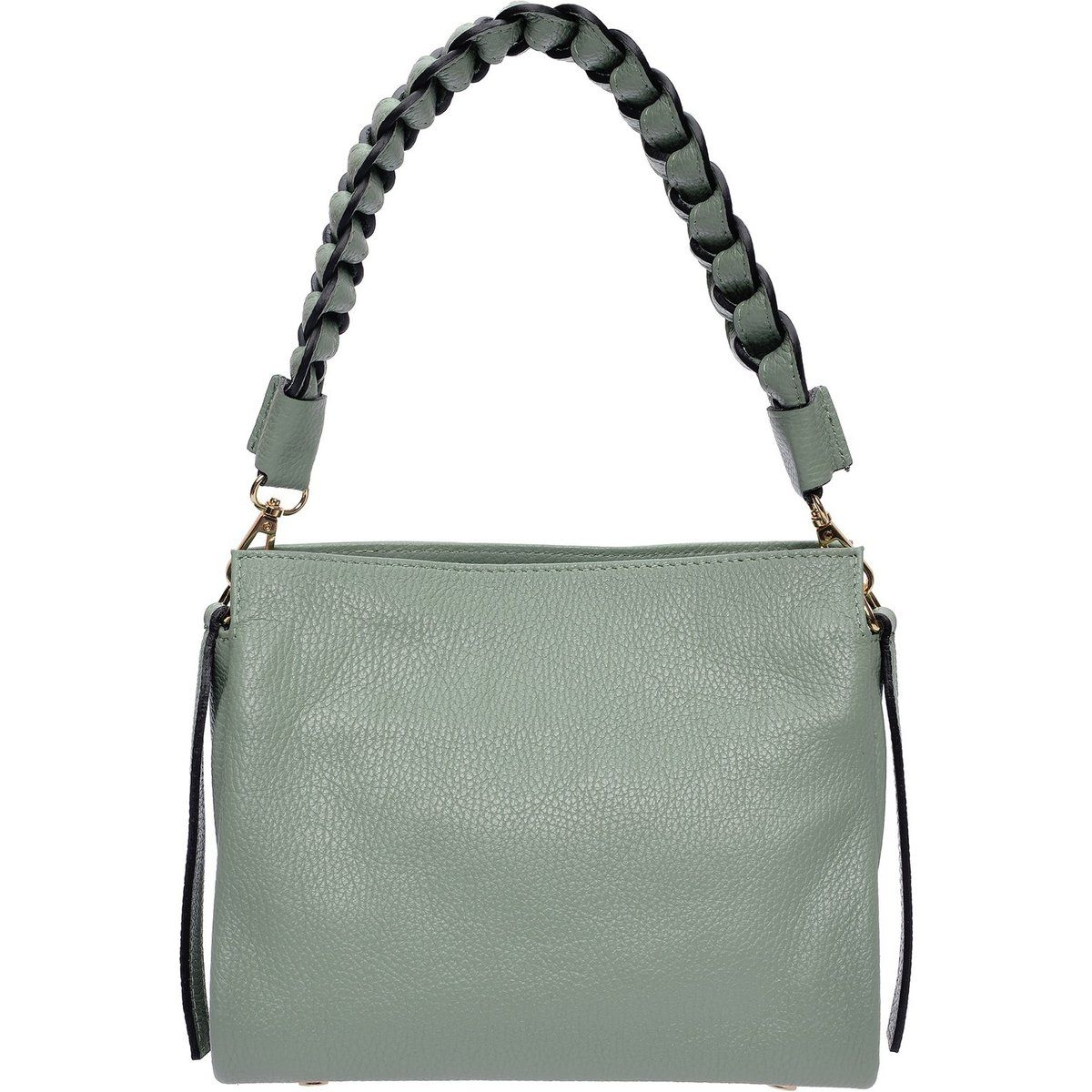 Schultertasche aus Leder mit geflochtenem Griff