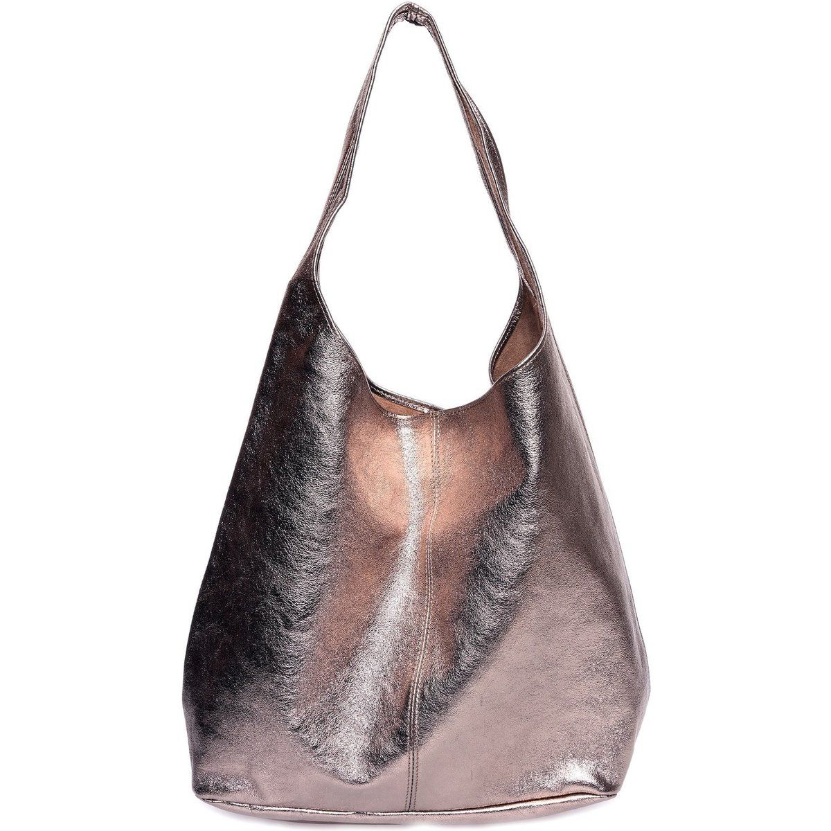 Metallic Bronze Rindsleder Hobo-Tasche