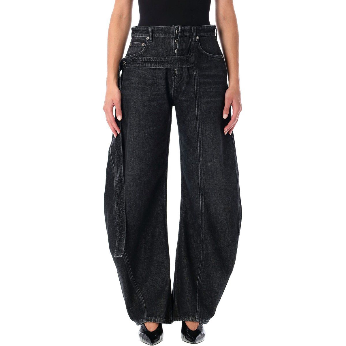 Weite Jeans mit Wickelbund