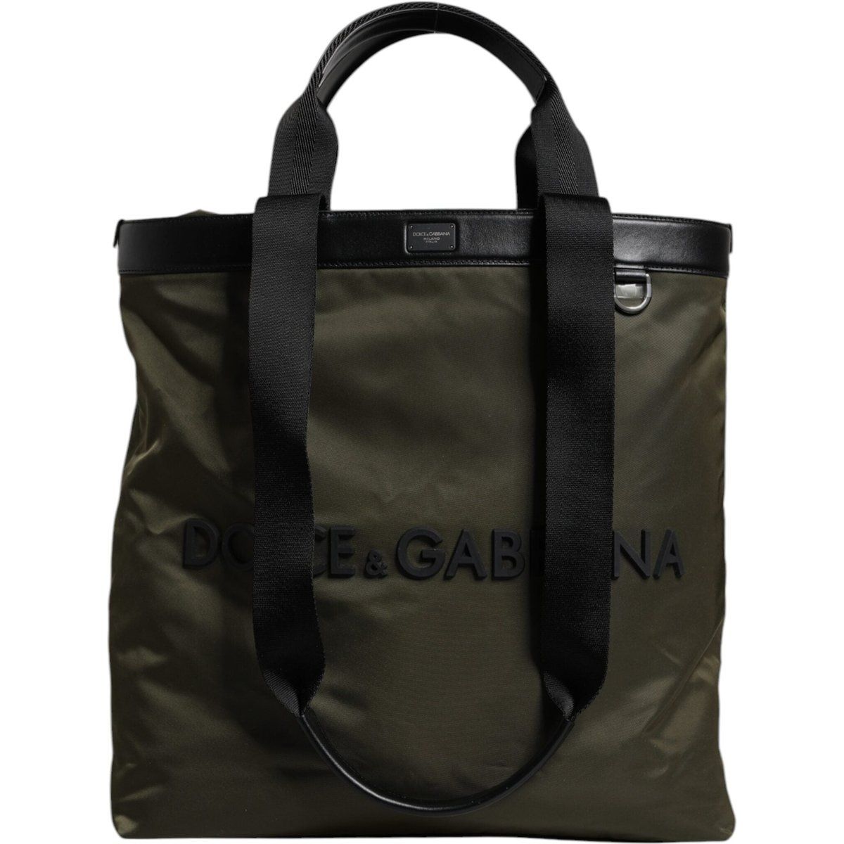 Robuster Nylon-Shopper mit Lederdetails