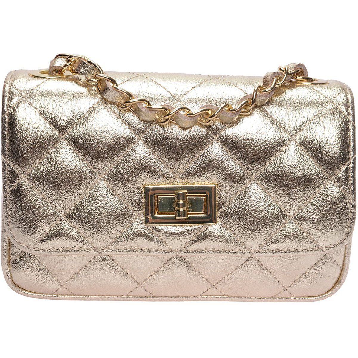 Gesteppte Metallic-Gold Crossbody Bag