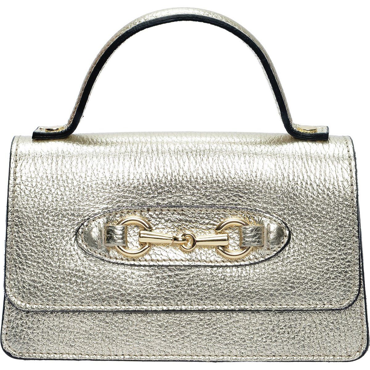 Metallic Henkeltasche aus Leder