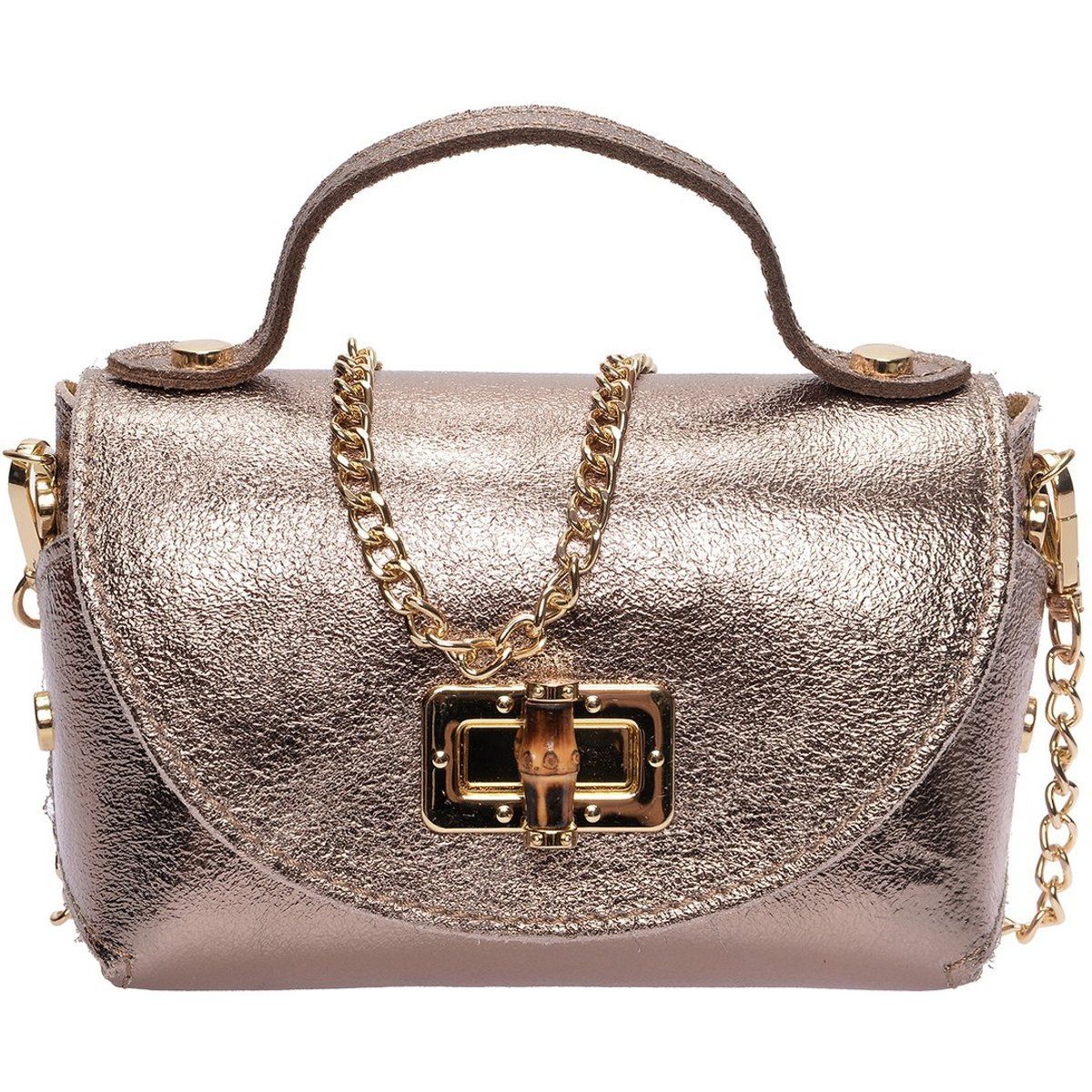 Metallic Bronze Umhängetasche mit Kette