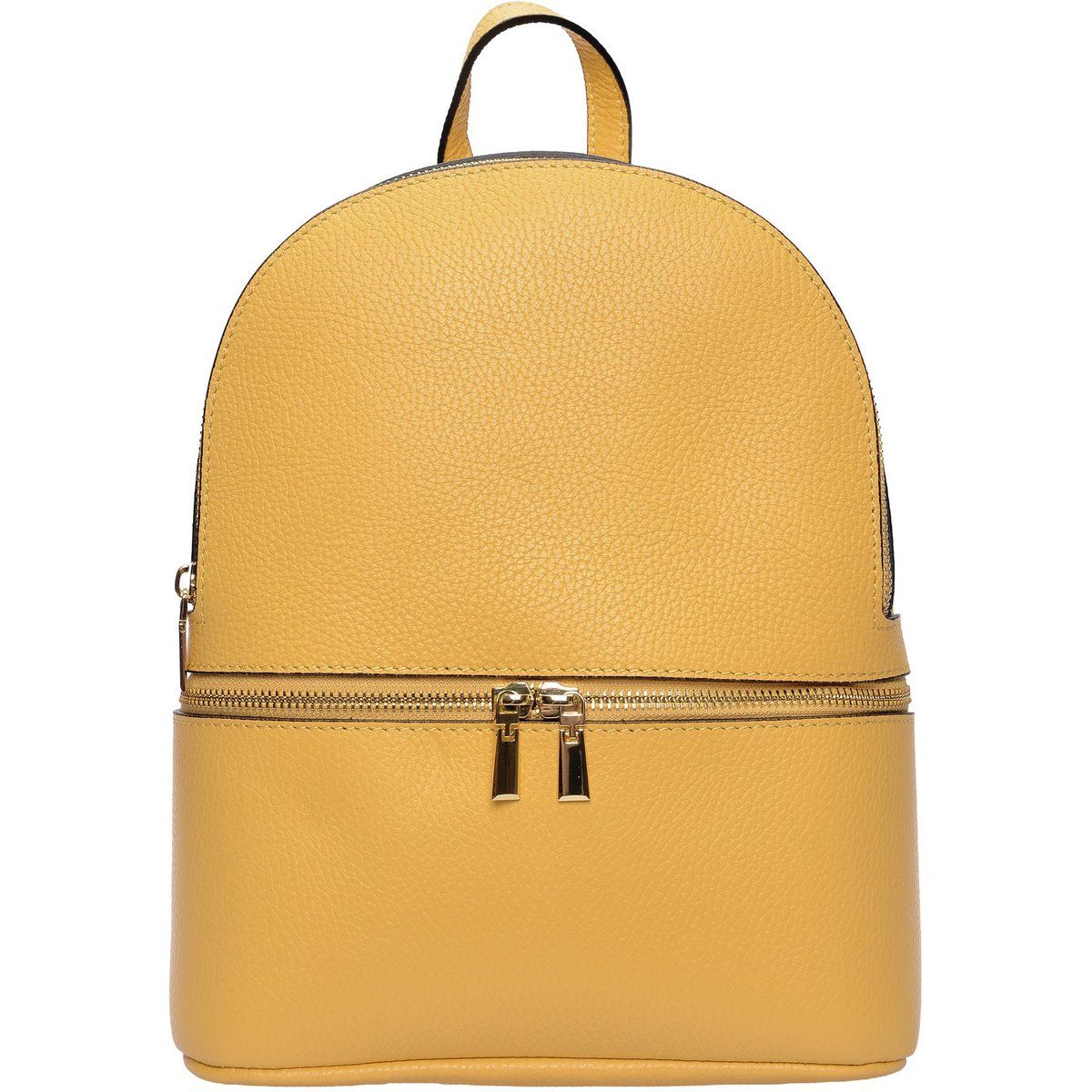 Gelber Leder-Rucksack mit Kuppelform