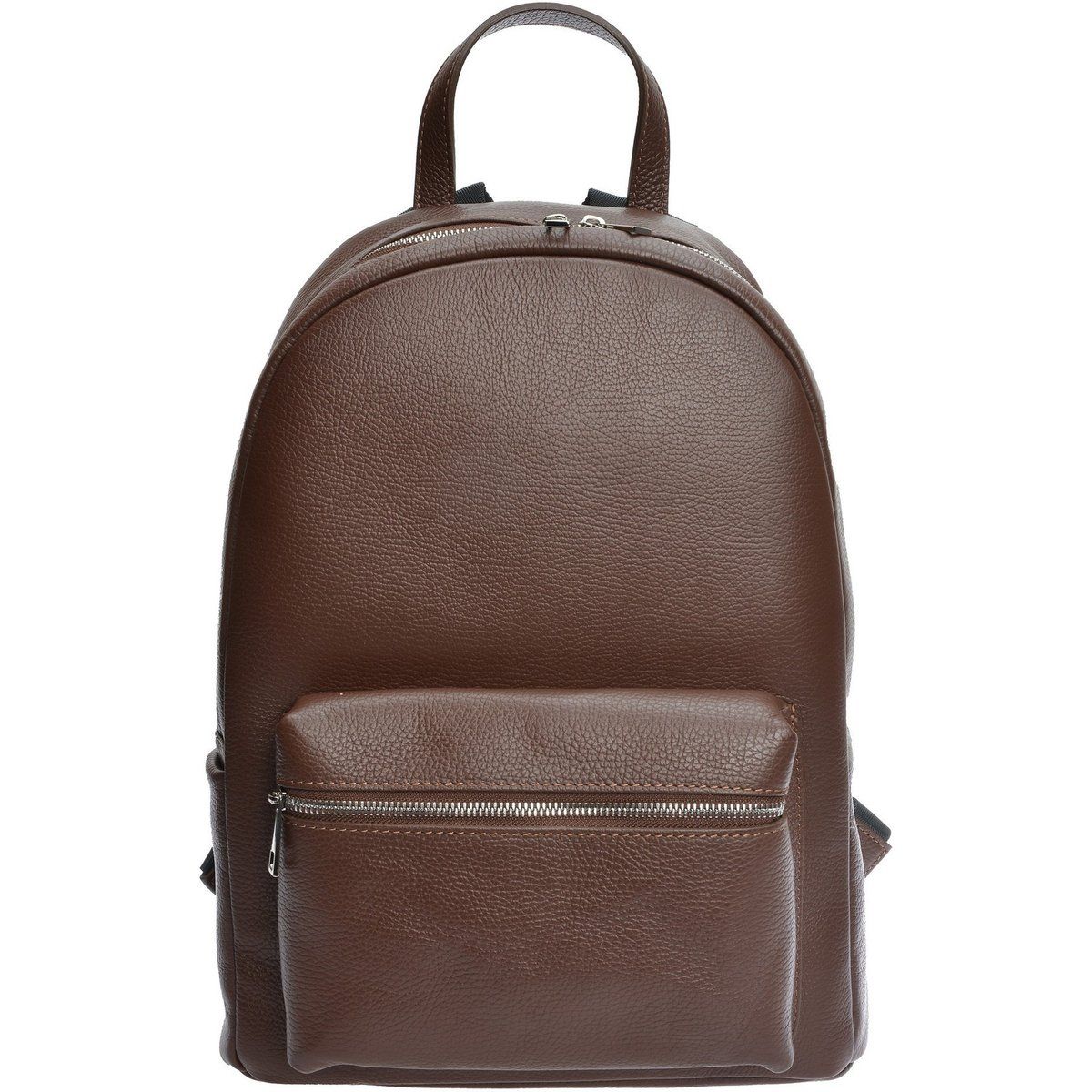 Brauner Lederrucksack mit Reißverschlusstasche