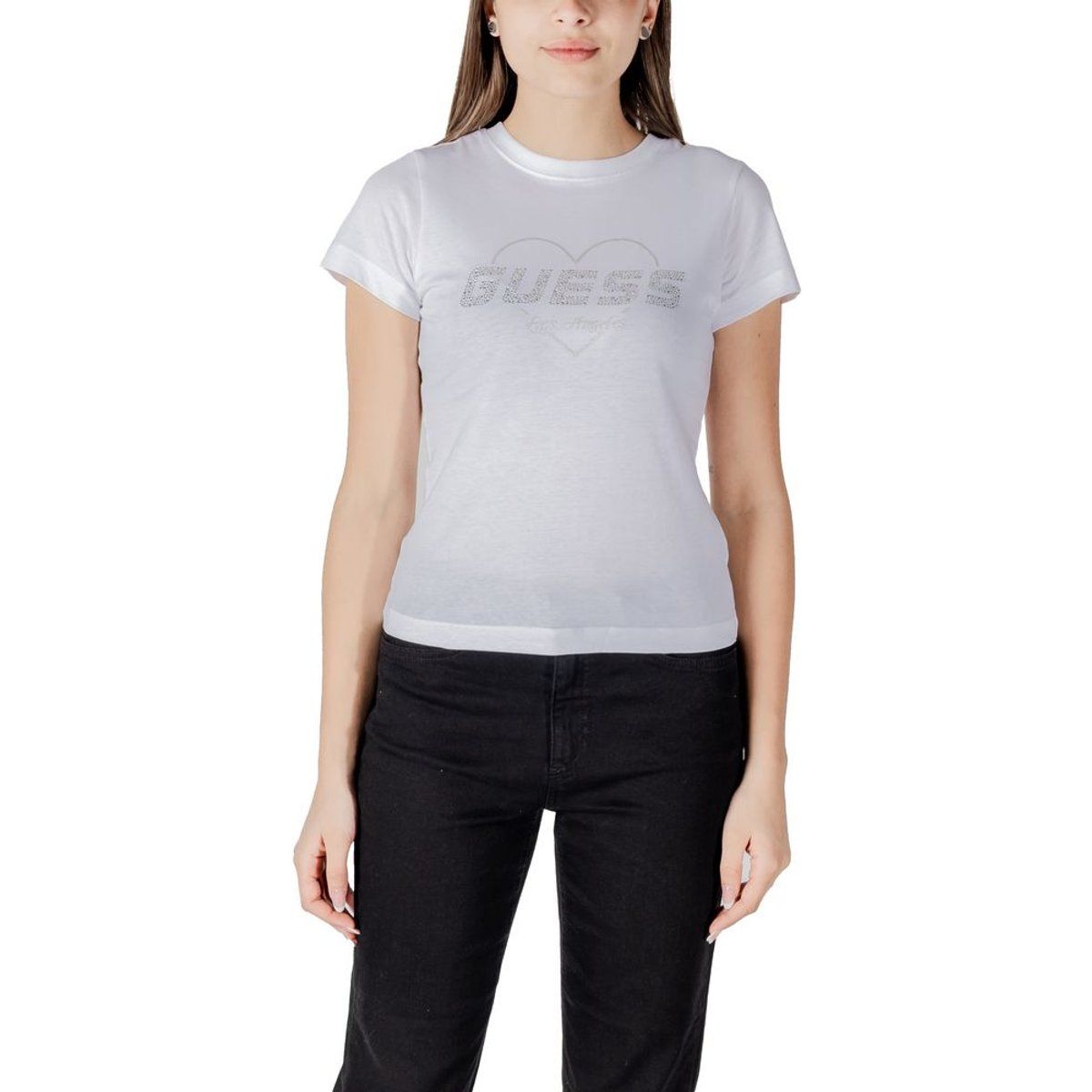 Guess Baumwoll T-Shirt mit Strass-Logo