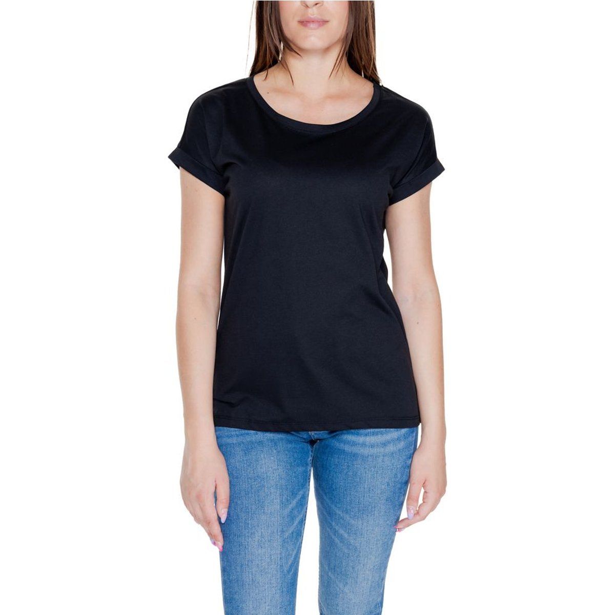 Vila Kleidung Schwarzes Baumwoll-T-Shirt