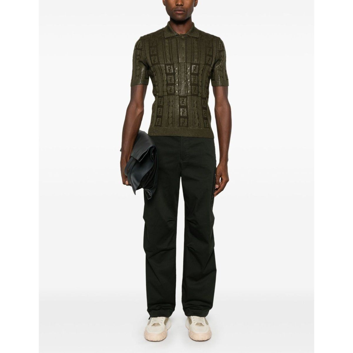 Olivgrünes Woll-Poloshirt