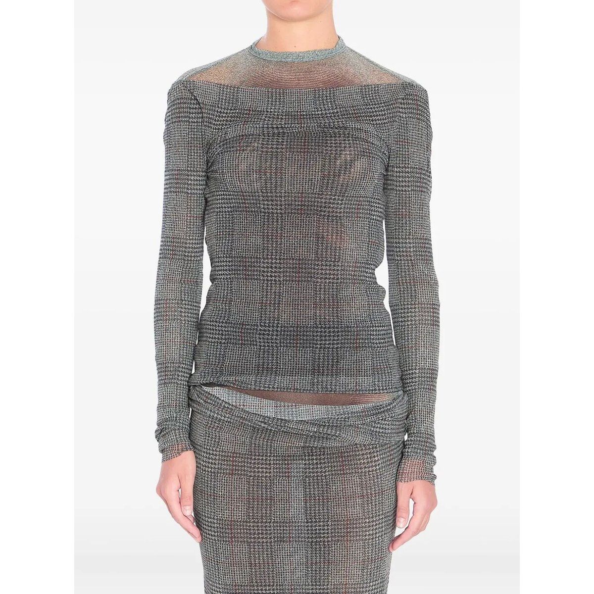 Doppellagiges Mesh Langarmshirt