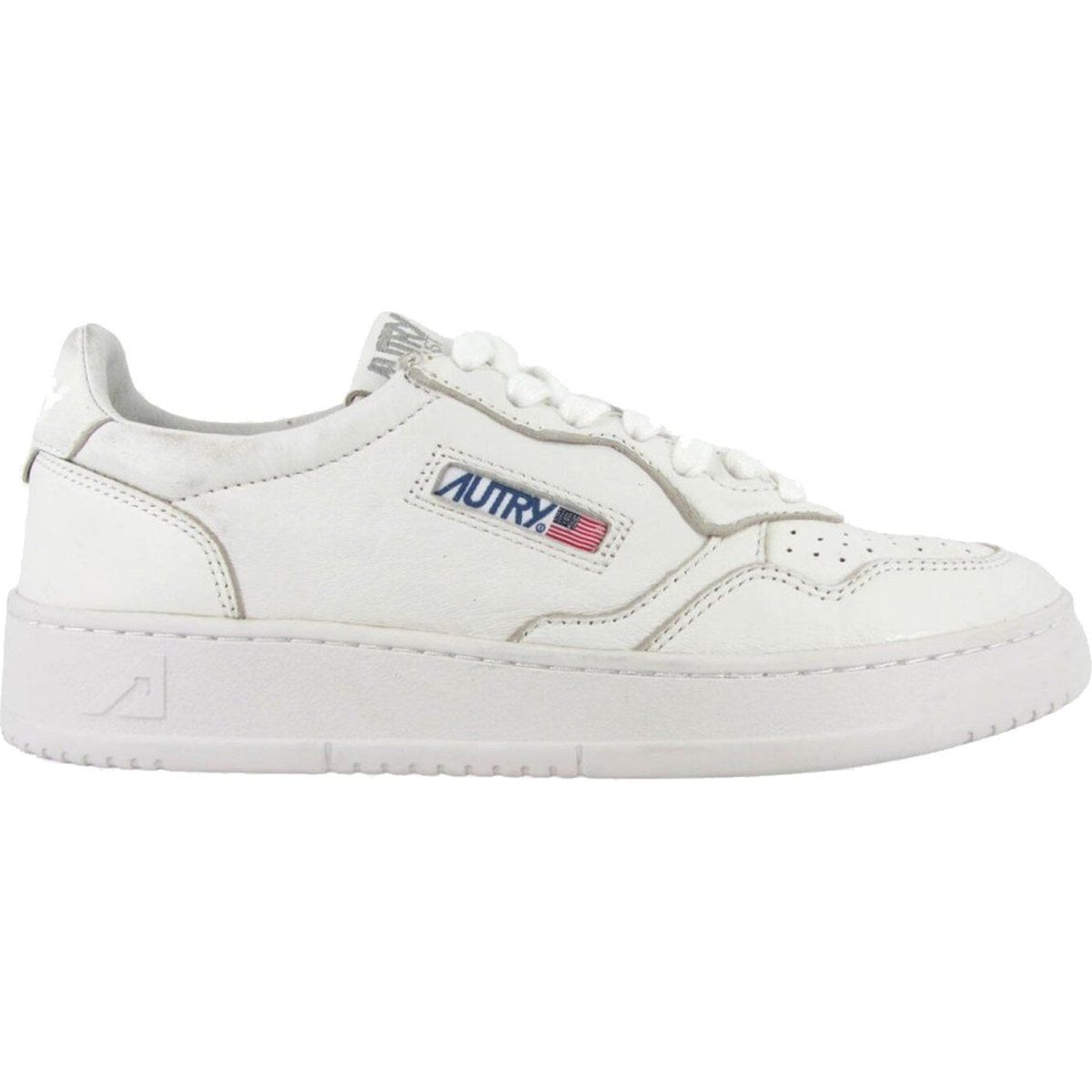 Weiße Leder-Sneakers mit niedrigem Schaft