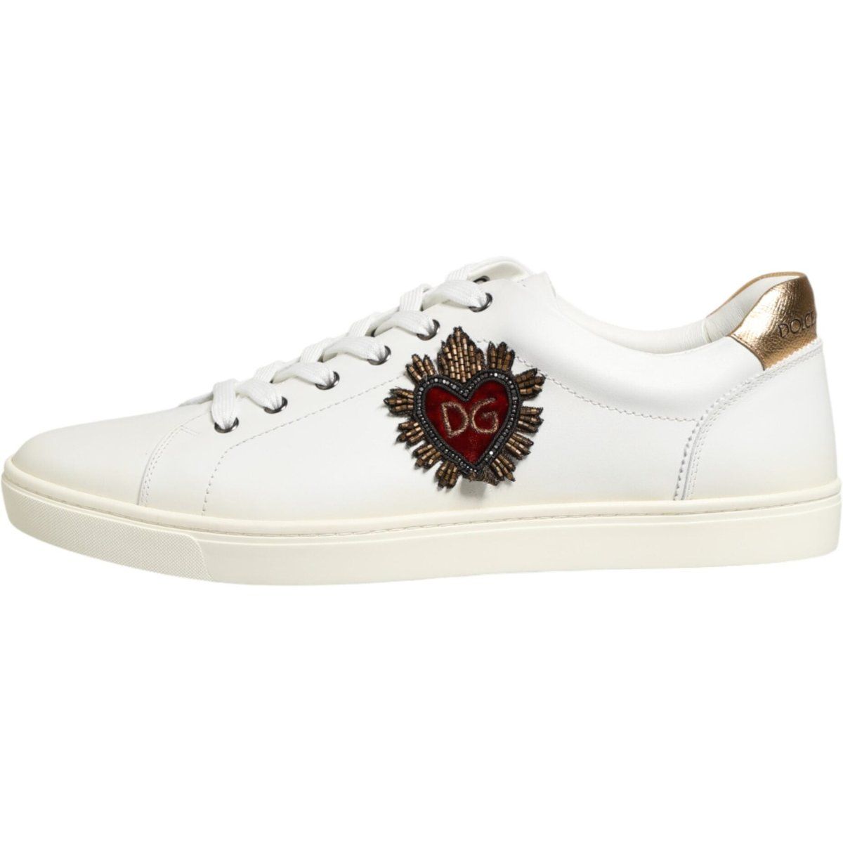 Weiße Low-Top Leder Sneaker Herz-Patch