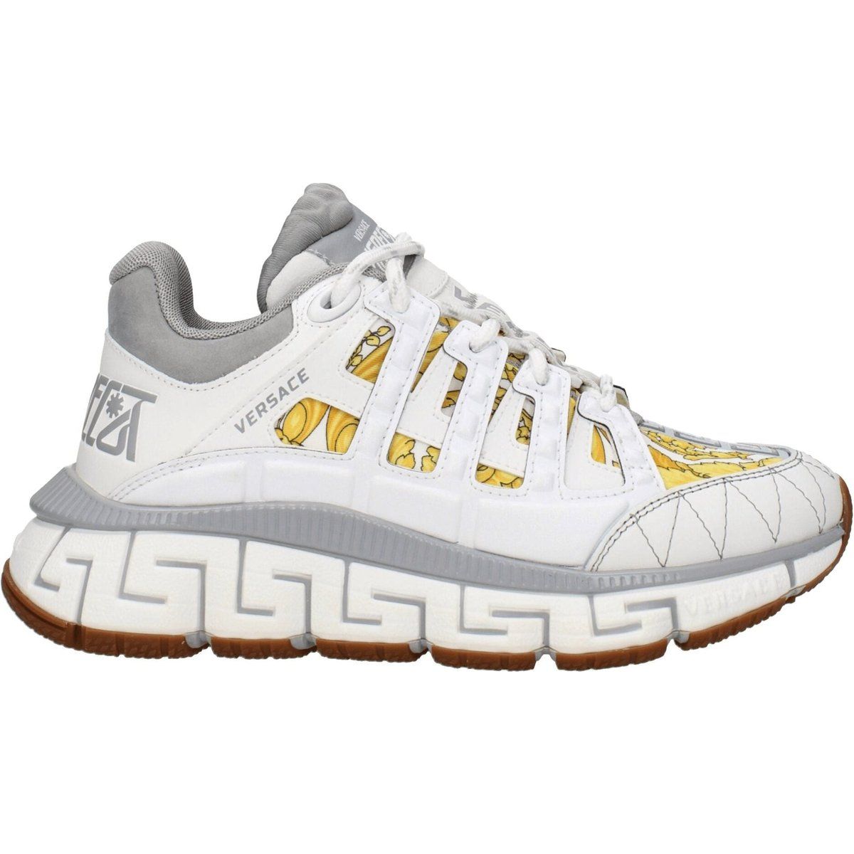 Weiße gemusterte Schnür-Fashion-Sneakers