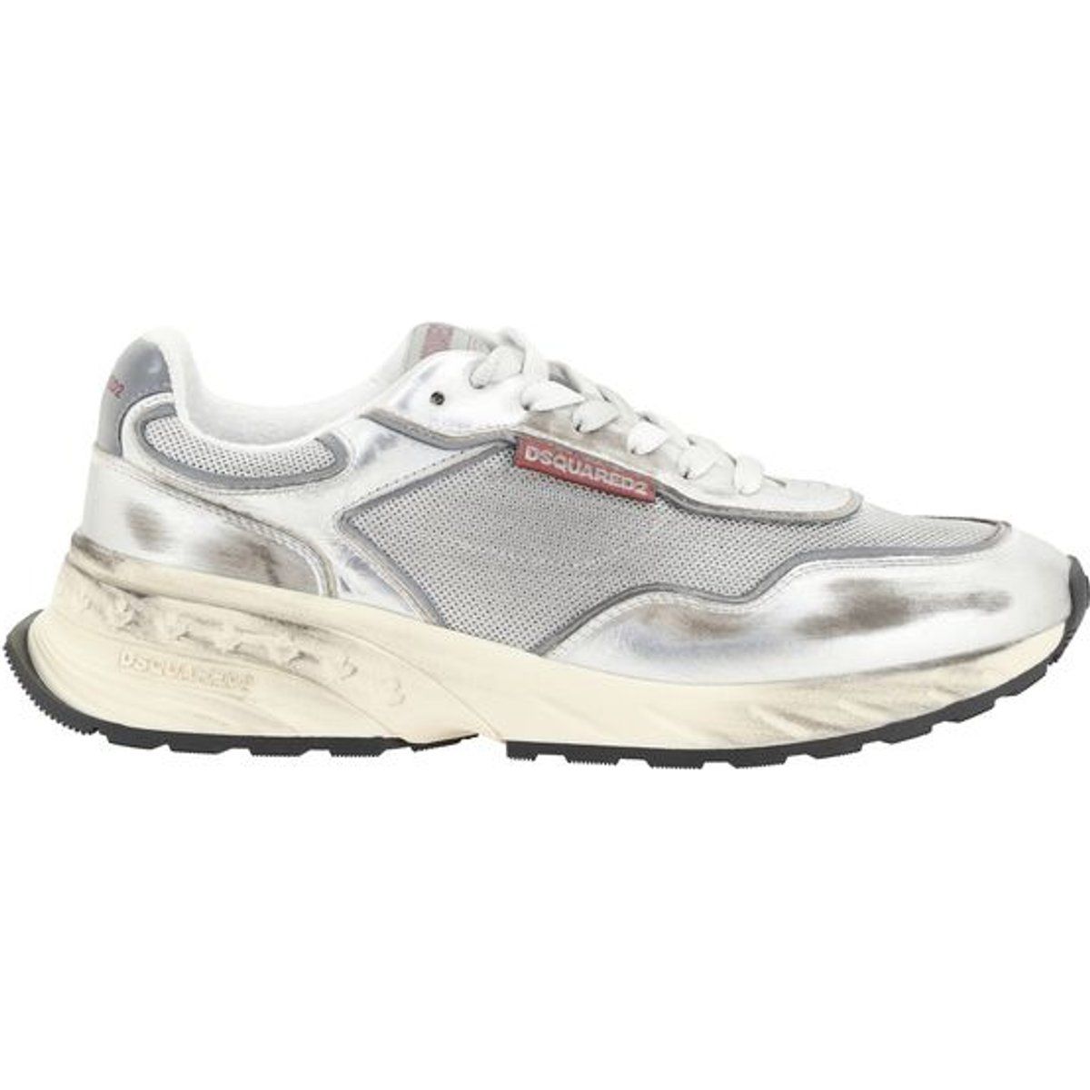 Metallic Runner Sneaker aus Distressed-Leder