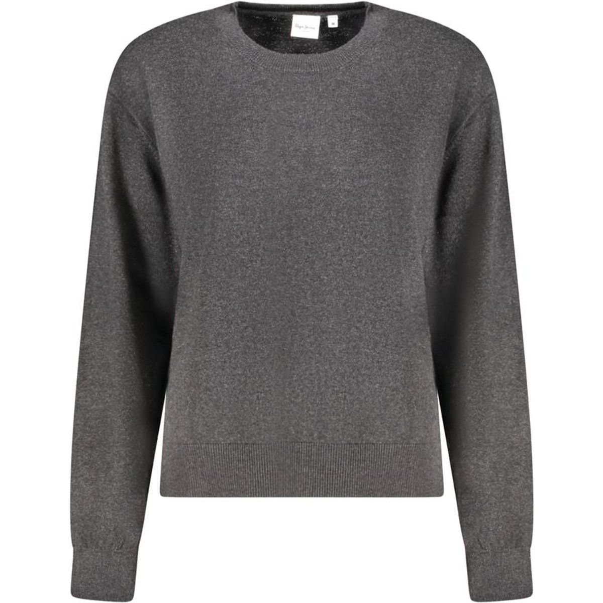 Grauer Baumwollmischung Rundhals Pullover