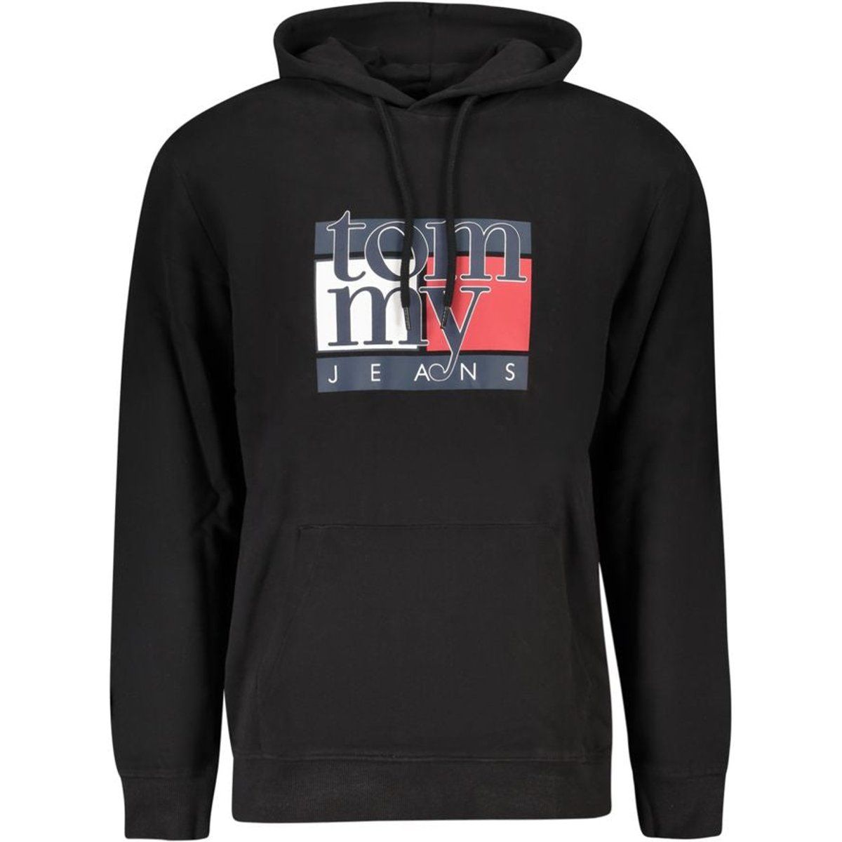 Schwarzer Baumwoll-Logo-Hoodie