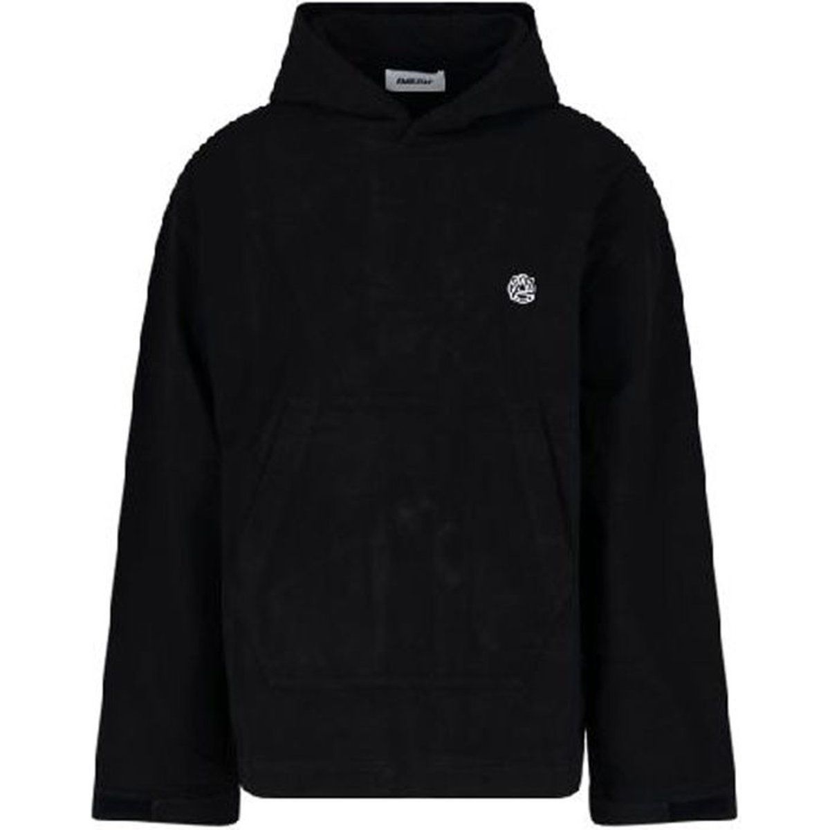 Schwarzer Kapuzenpullover aus Baumwollfleece