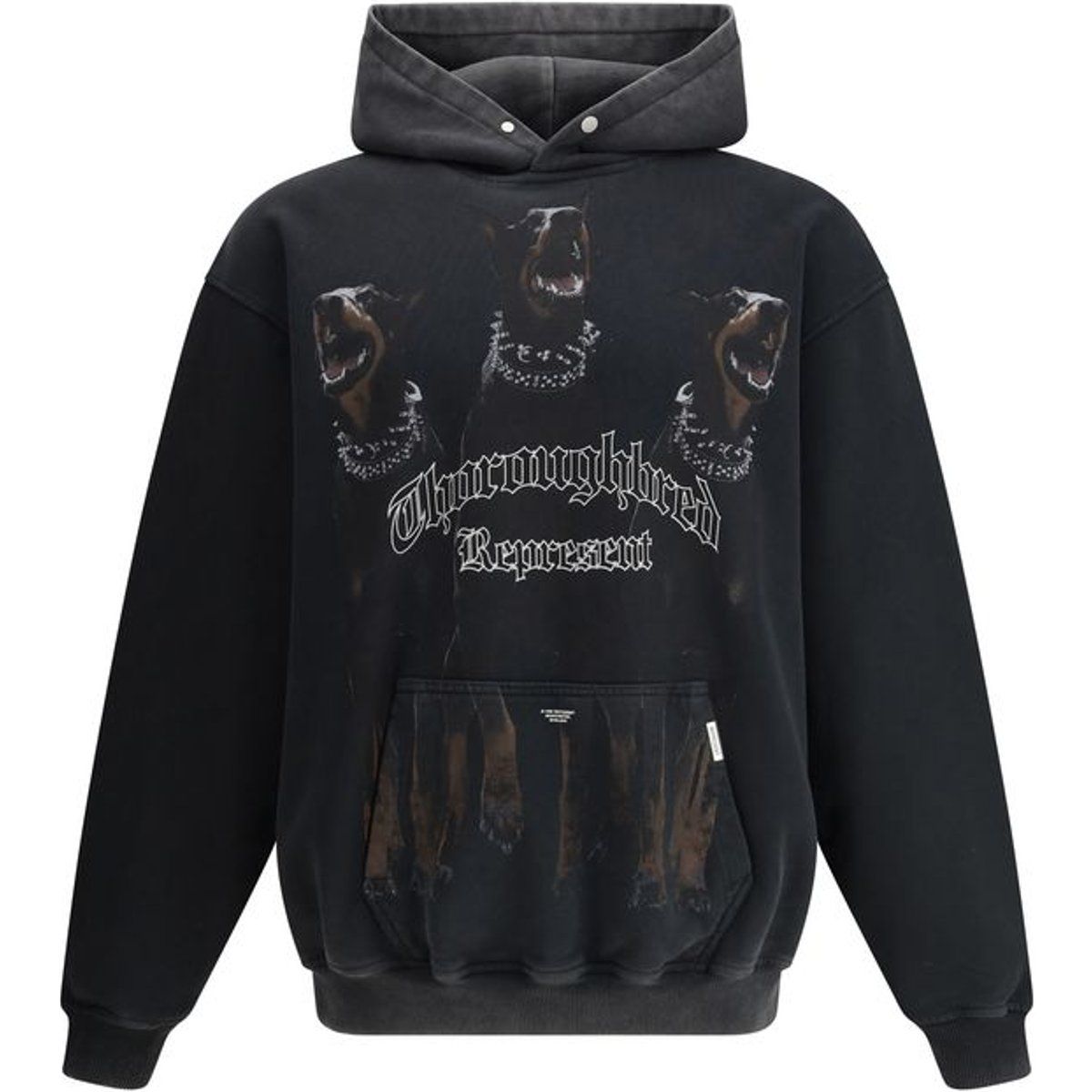 Schwarzer Hoodie mit Distressed-Grafikprint