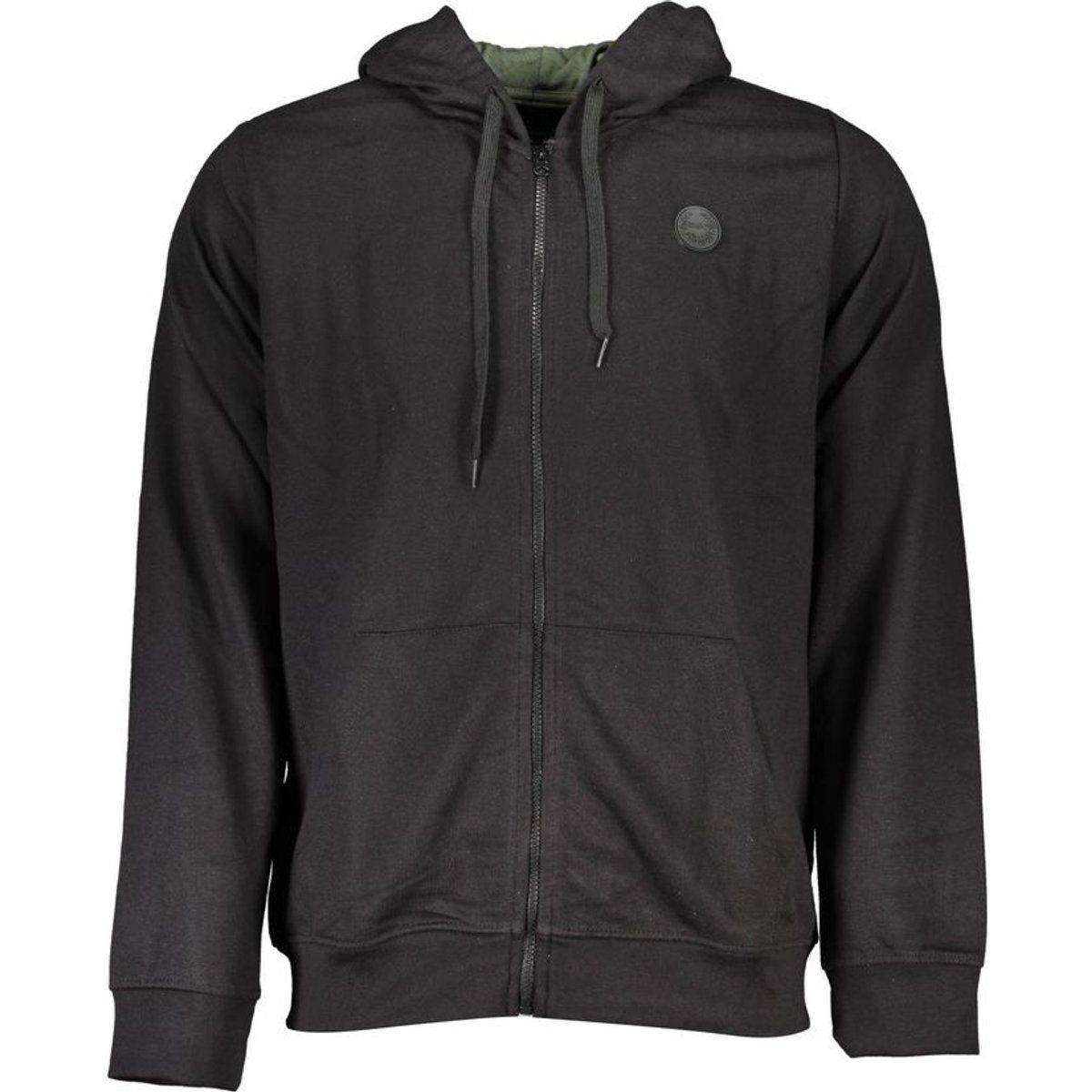 Schwarzer Baumwoll-Hoodie mit Reißverschluss für Herren