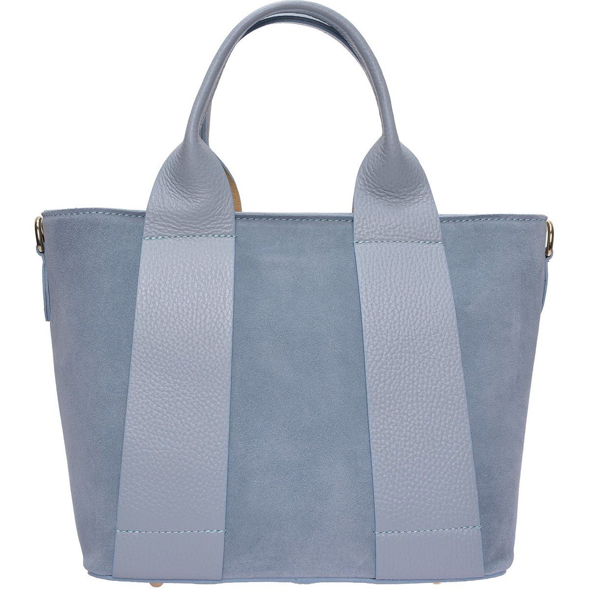 Blaue Leder Tote Bag mit Griffen