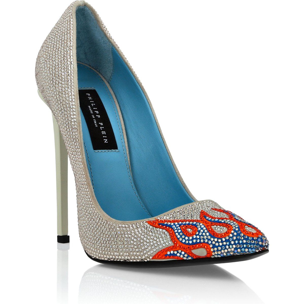 Kristallverzierte Pumps mit spitzer Spitze