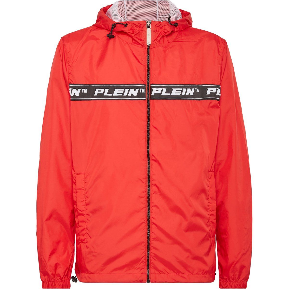Roter Nylon Windbreaker mit Logo-Streifen