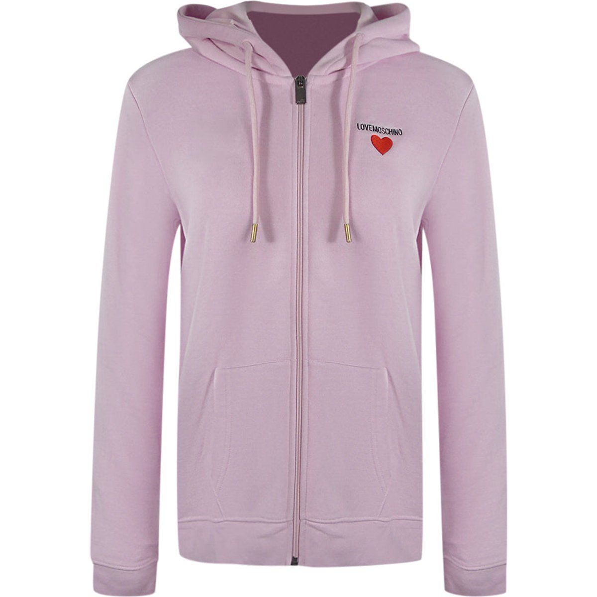 Hellrosa Kapuzenpullover mit Reißverschluss und Logo