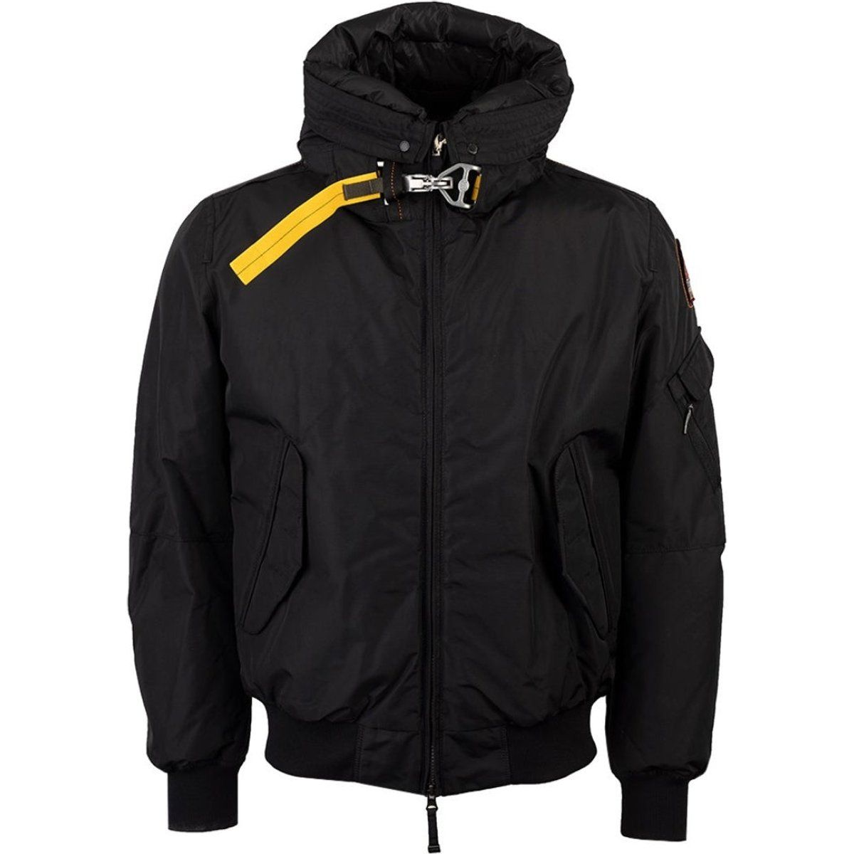 Schwarze Bomberjacke mit Kapuze