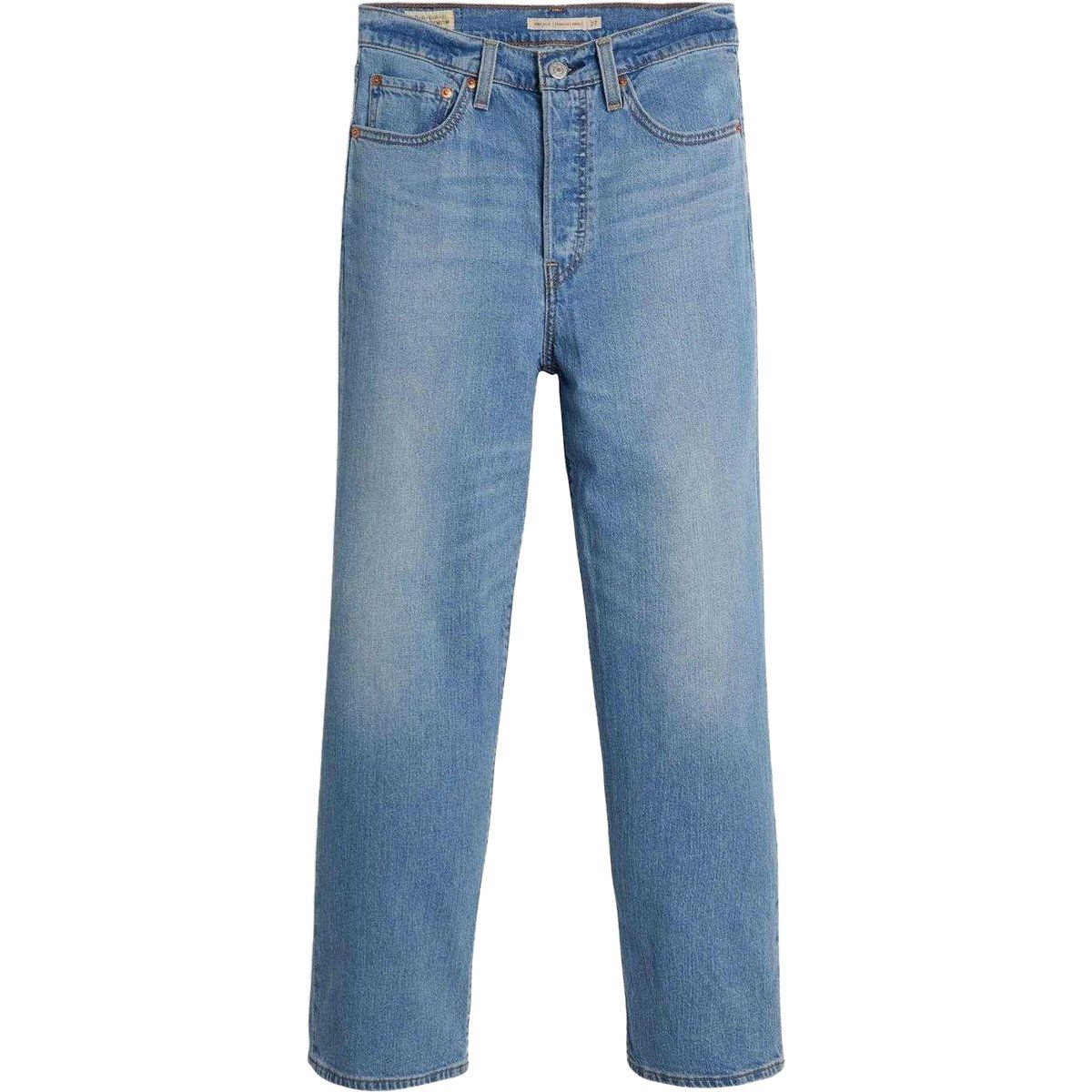 Hochtaillierte, verkürzte Jeans mit geradem Bein