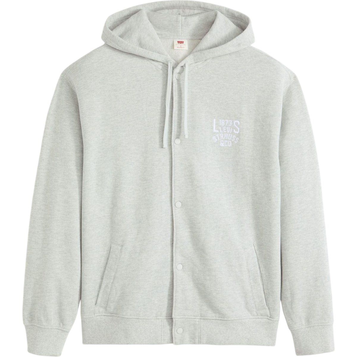 Hellgrauer Hoodie mit Knopfleiste