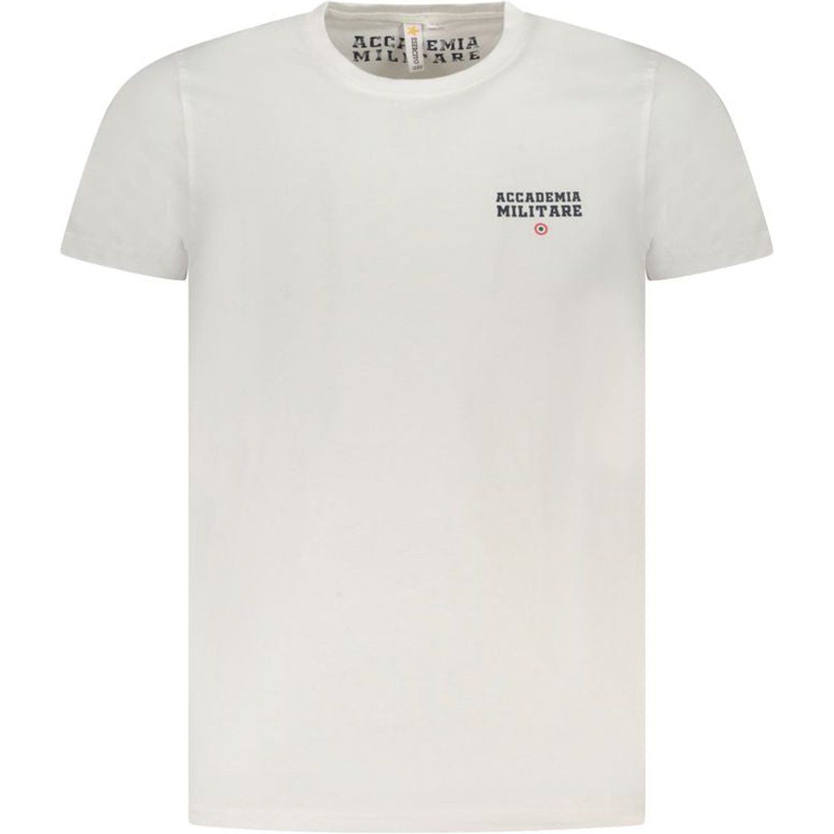 Weißes Baumwoll-T-Shirt mit Akademie-Print