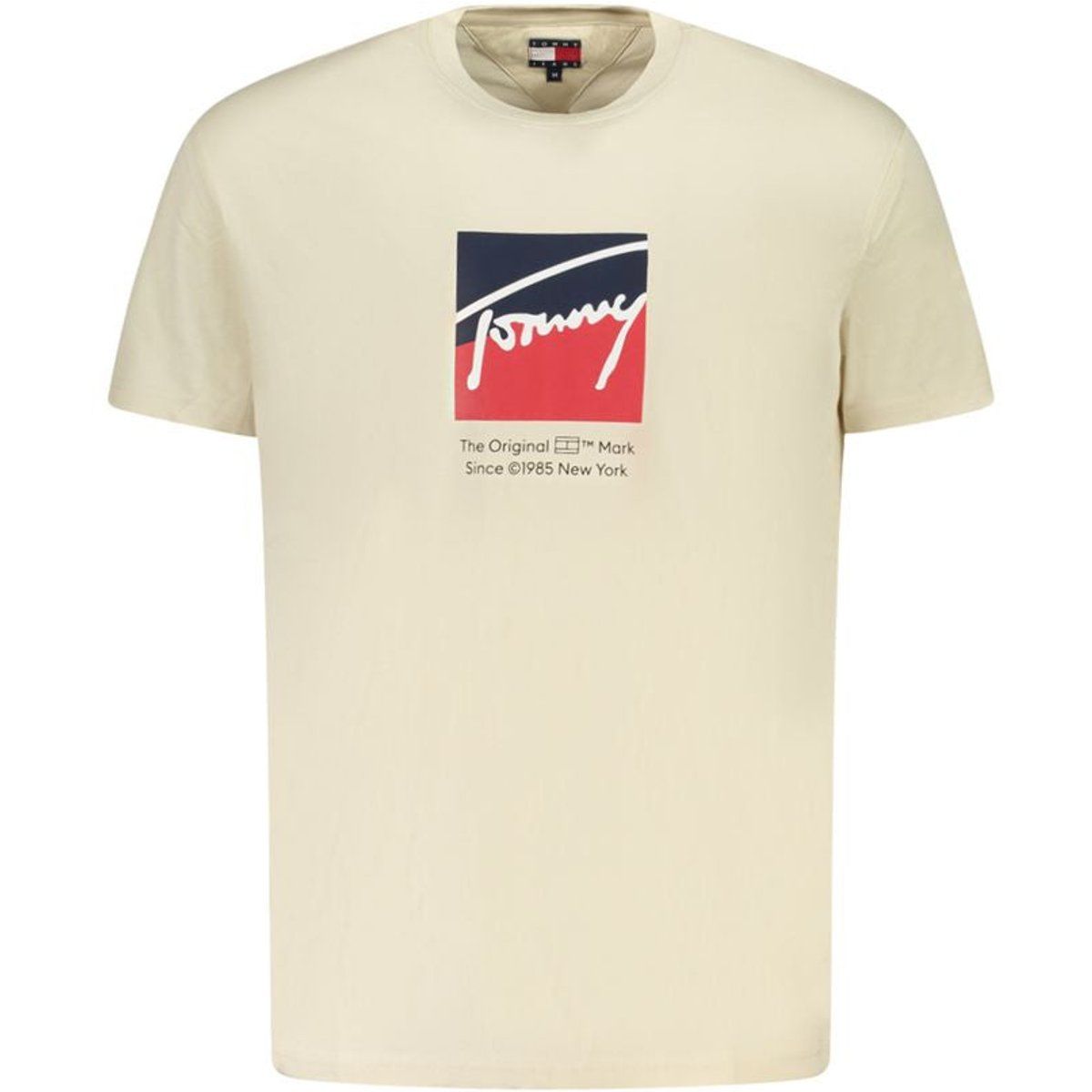 Beige Baumwoll T-Shirt mit Logo-Grafik