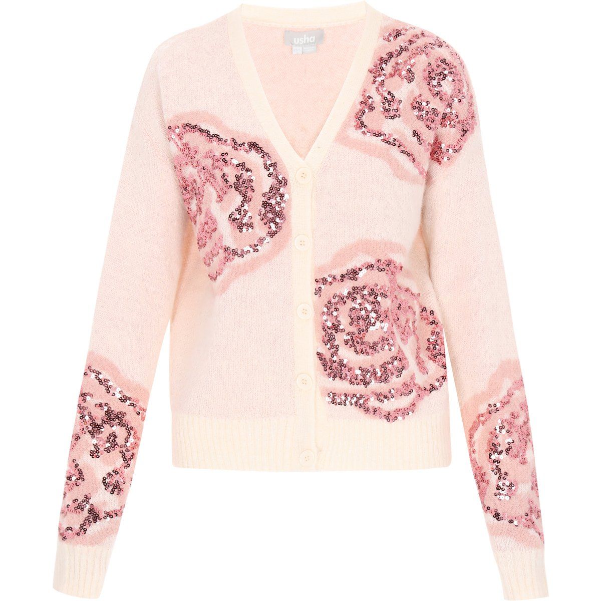 Strickjacke mit Blumenapplikationen