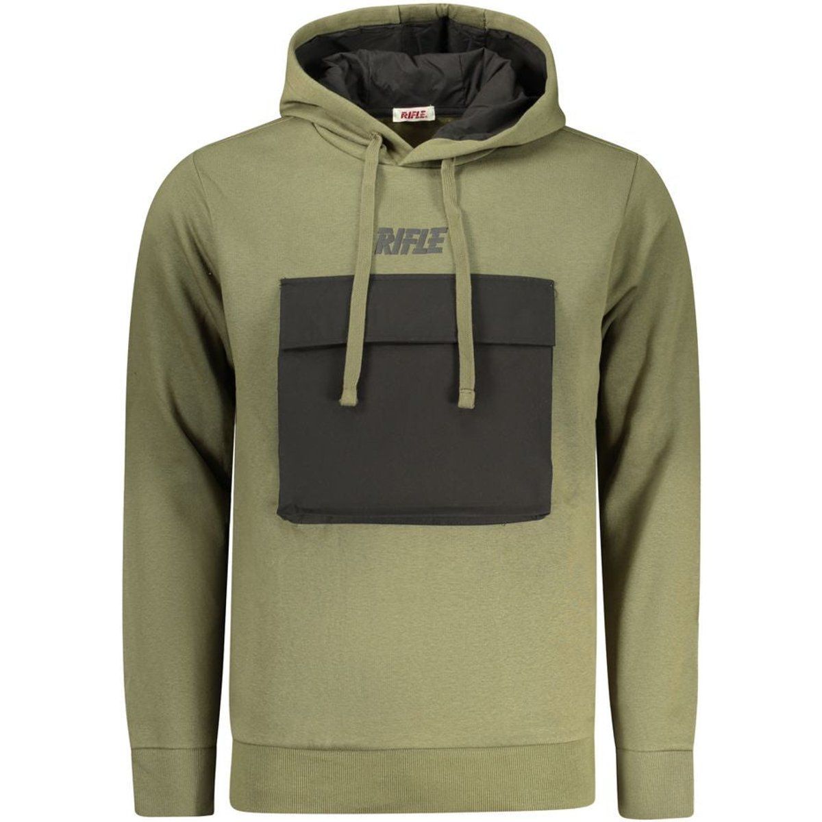 Grüner Baumwollmix-Hoodie mit Tasche