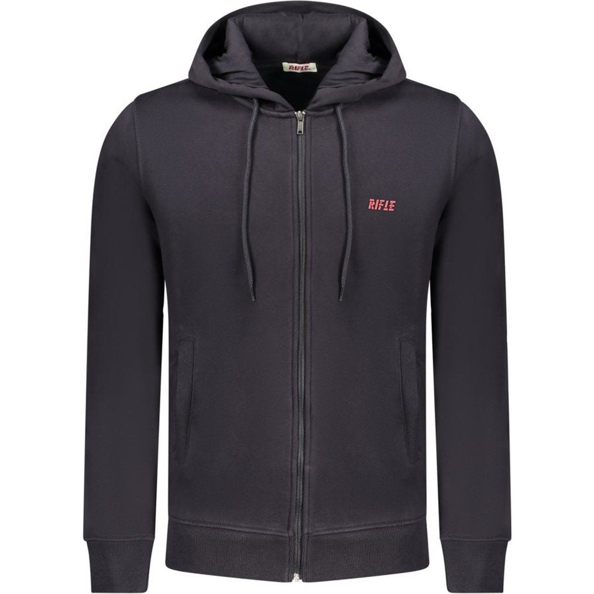 Klassisches Baumwollmischung Zip-Up Kapuzenpullover