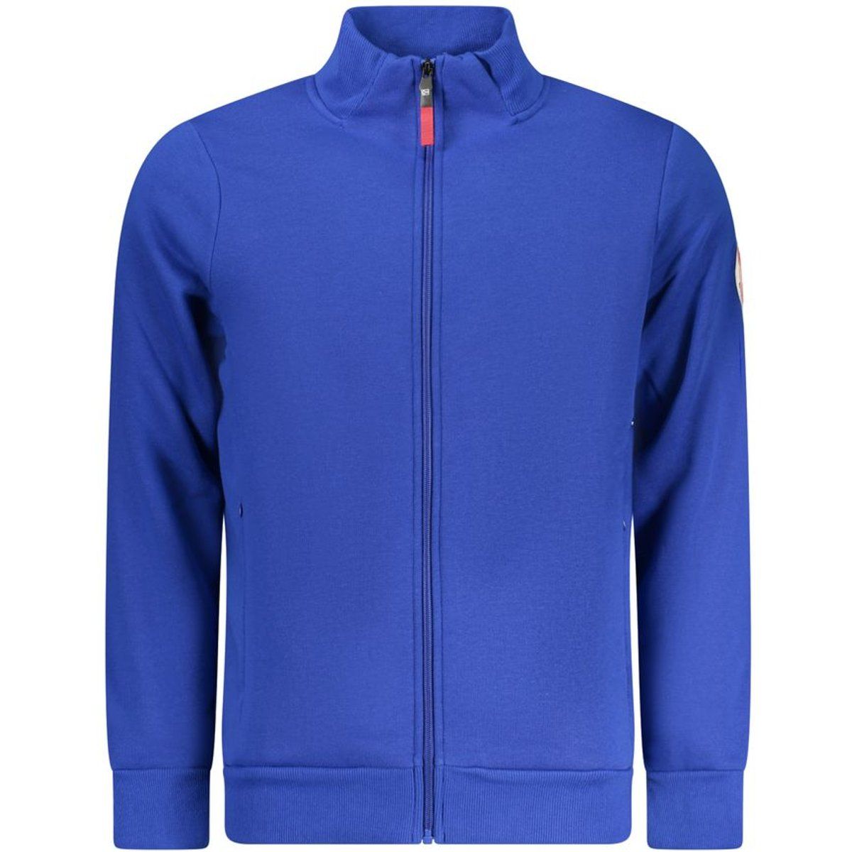 Blauer Baumwollmischungs-Sweatshirt mit durchgehendem Reißverschluss