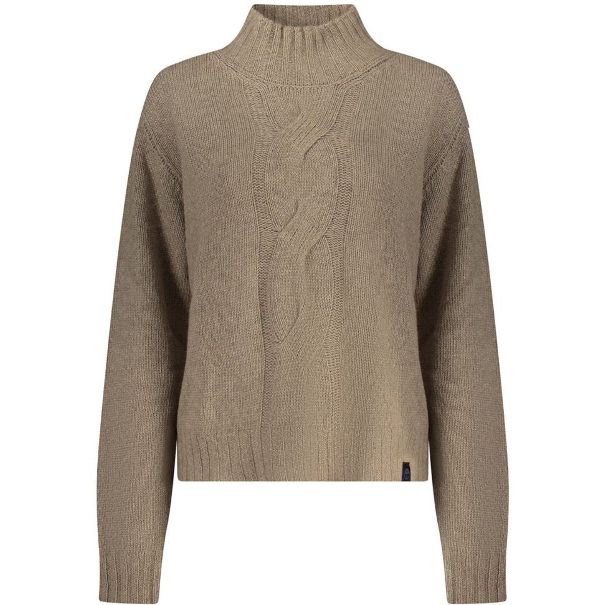 Zopfstrickpullover aus Wollmischung mit Stehkragen