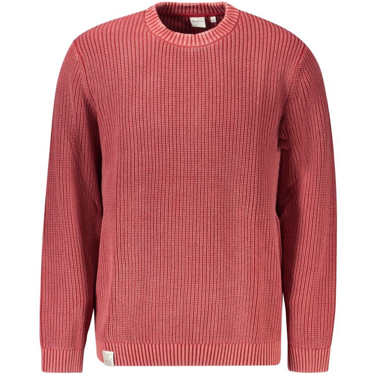 Roter gerippter Strickpullover aus Baumwolle