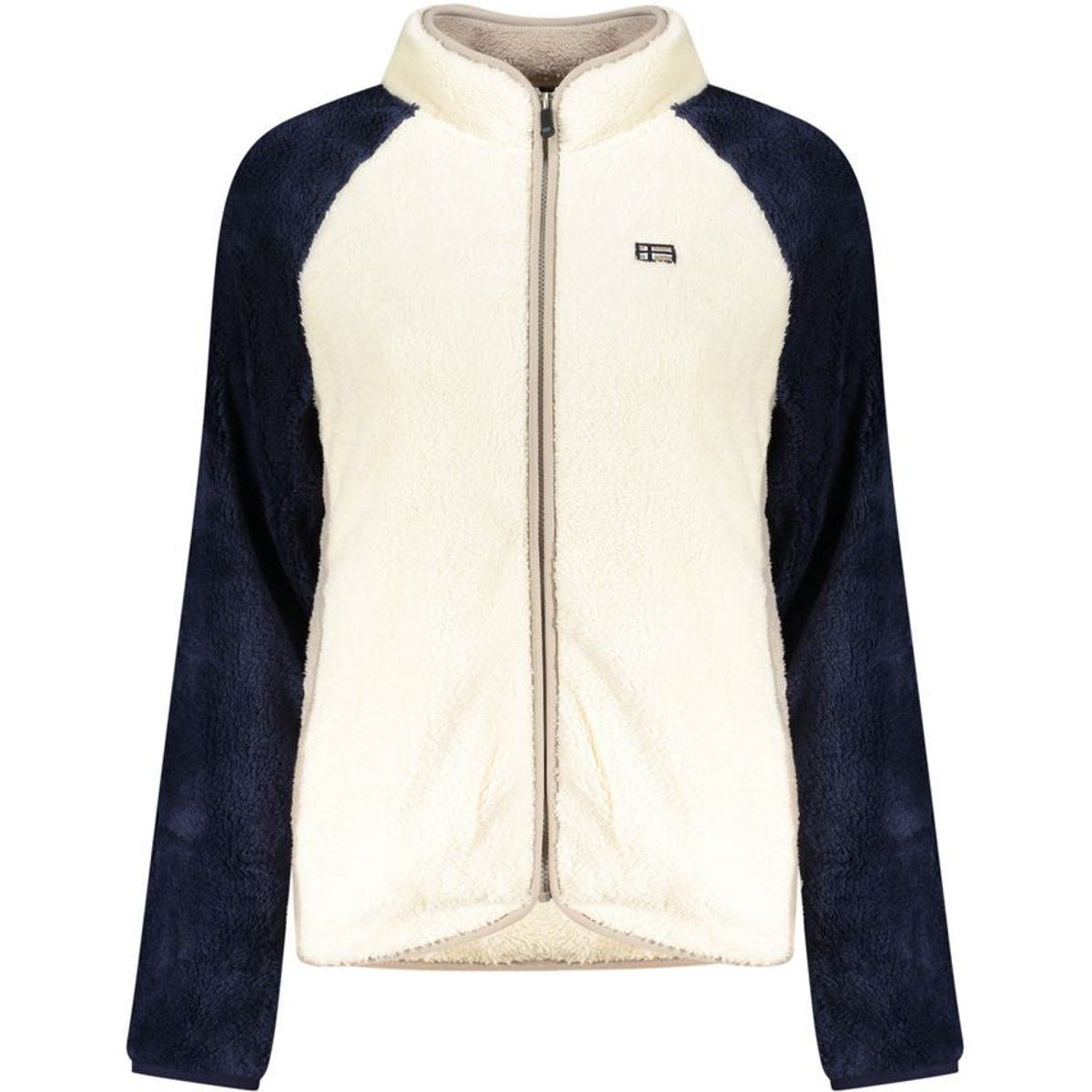 Fleecejacke mit Kontrasteinsatz und Reißverschluss