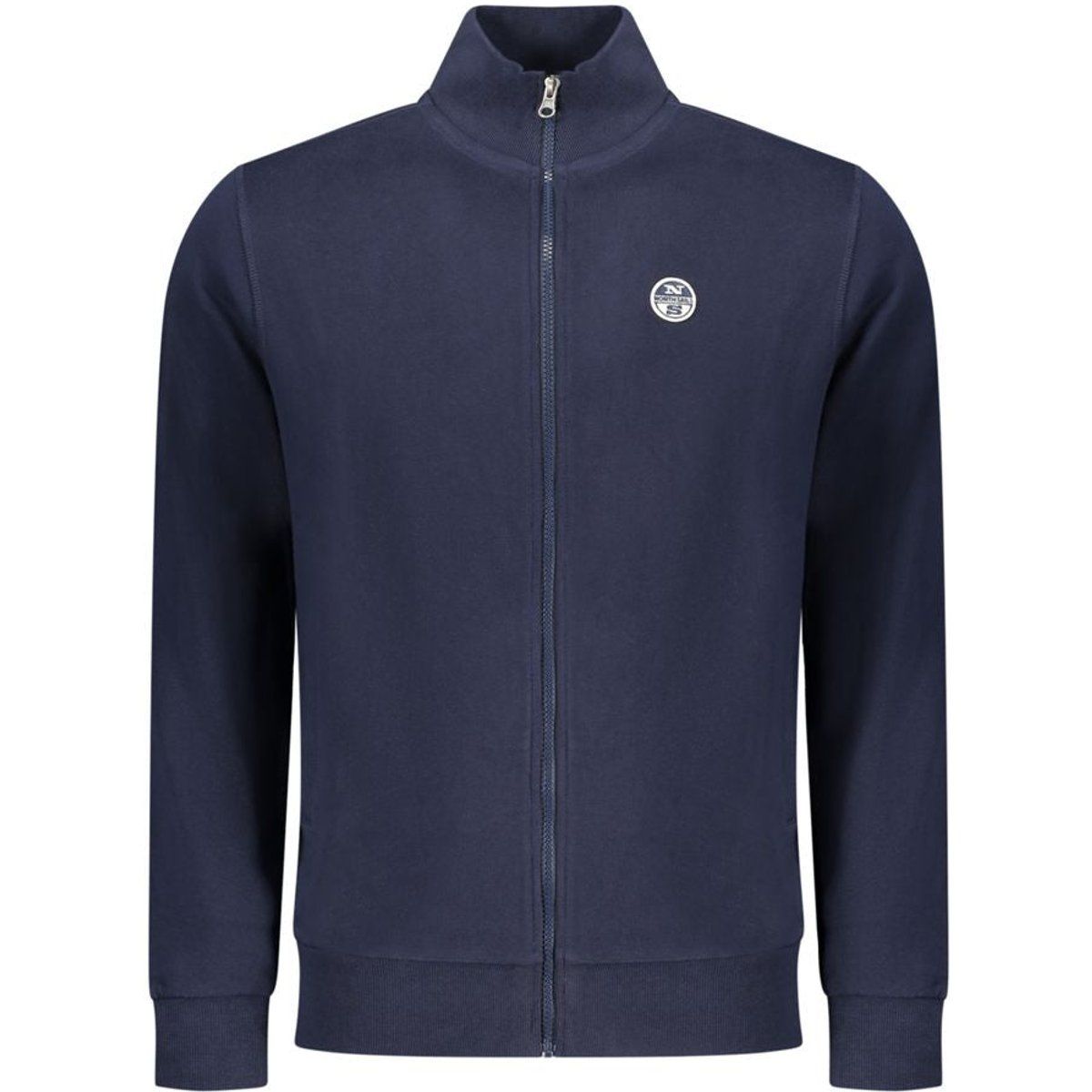 Herren Marineblaues Baumwoll-Sweatshirt mit Reißverschluss